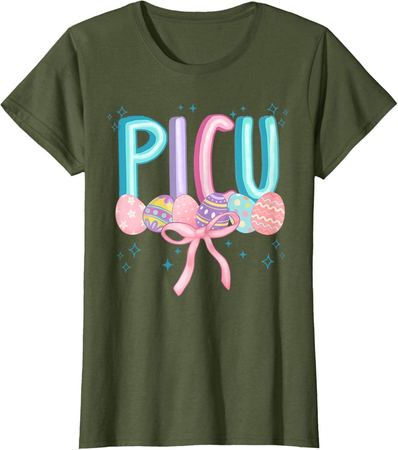 Easter PICU Eggs Spring PICU Coquette Nurse Pediatric ICU T-Shirt