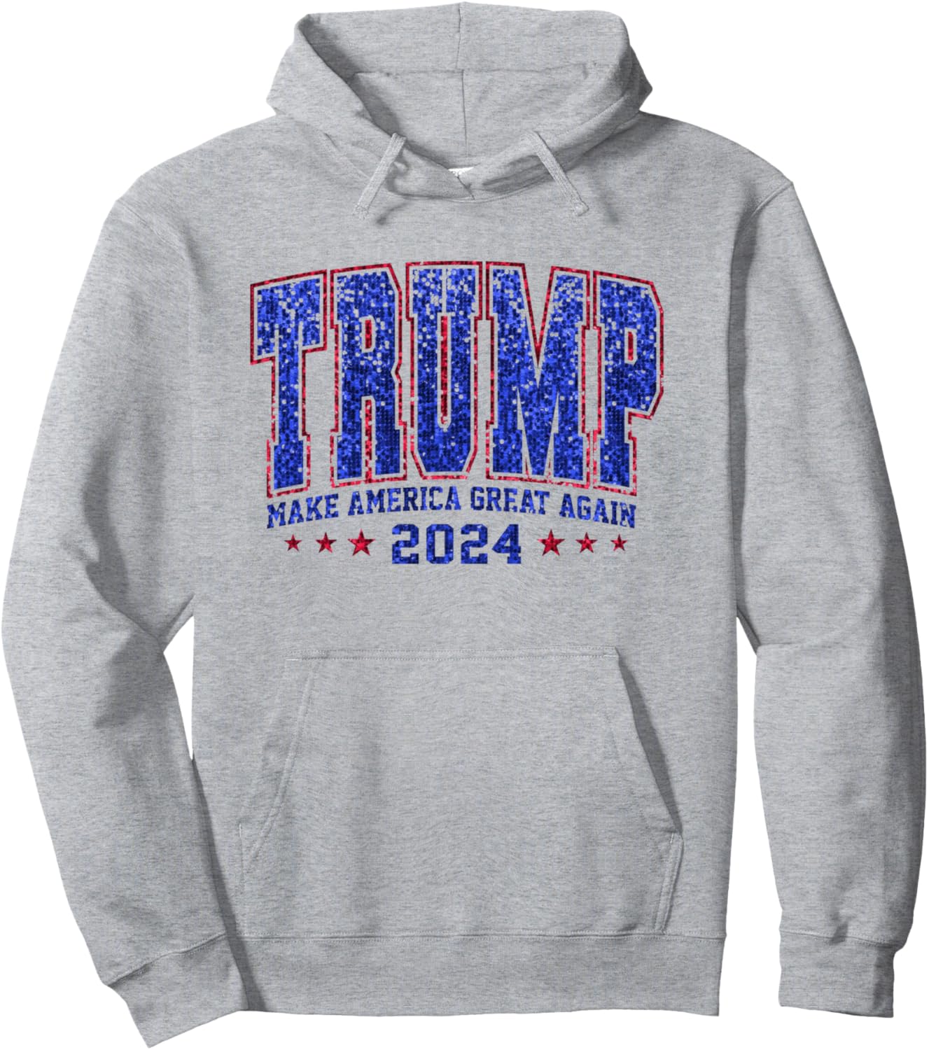 Faux Sequins Trump 2024 President Make America Trump Again Pullover Hoodie