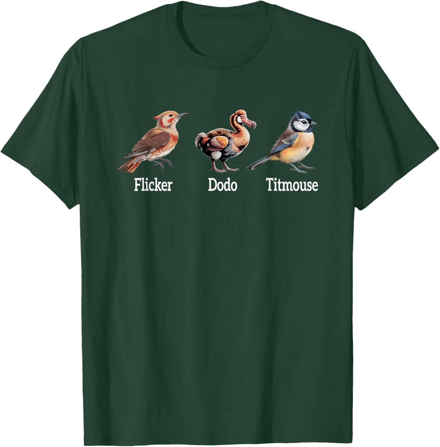 Flicker Dodo Titmouse Bird Subtle Funny T-Shirt