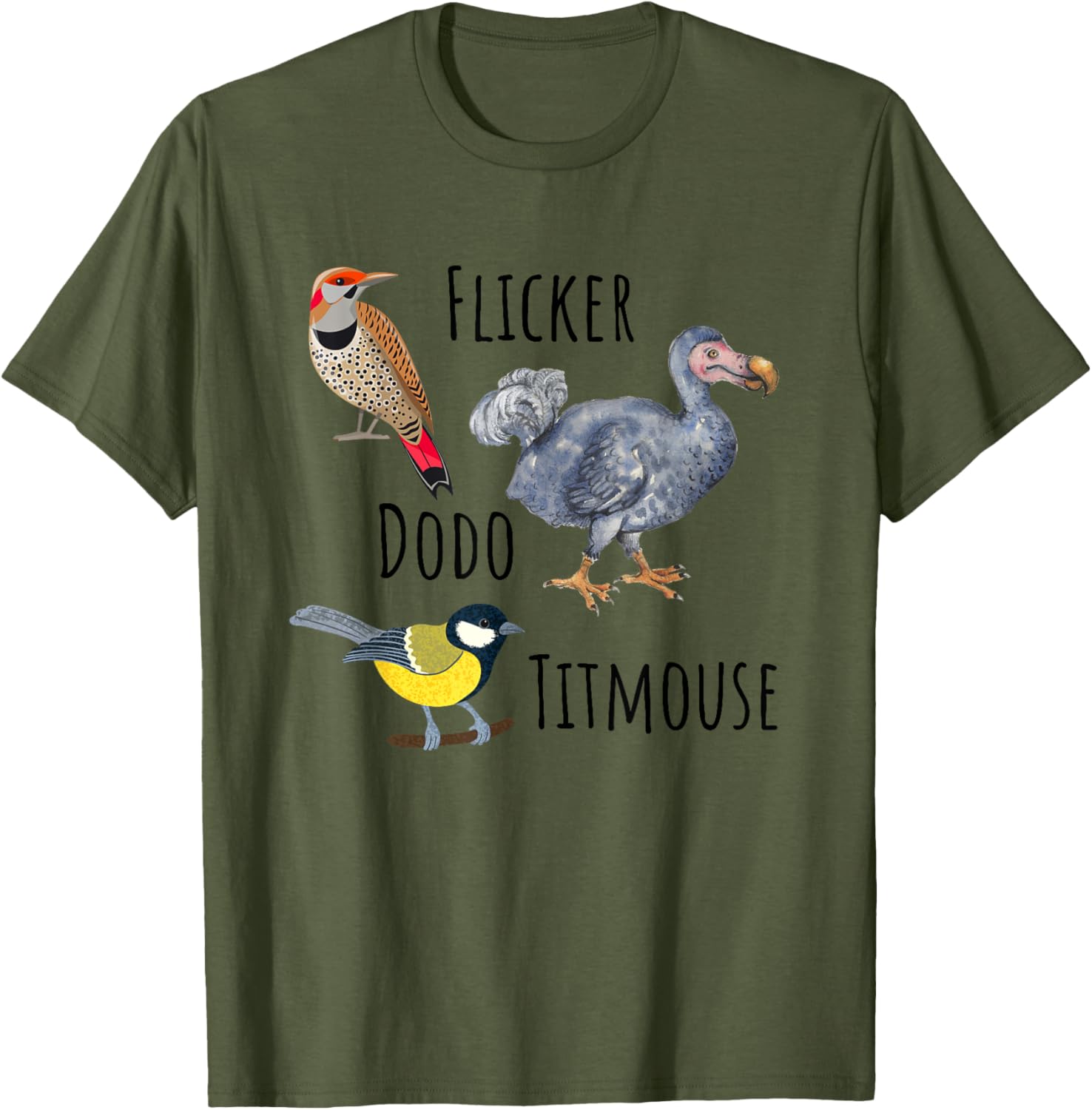 Flicker Dodo Titmouse Funny Birding Bird Watcher Bird Lover T-Shirt
