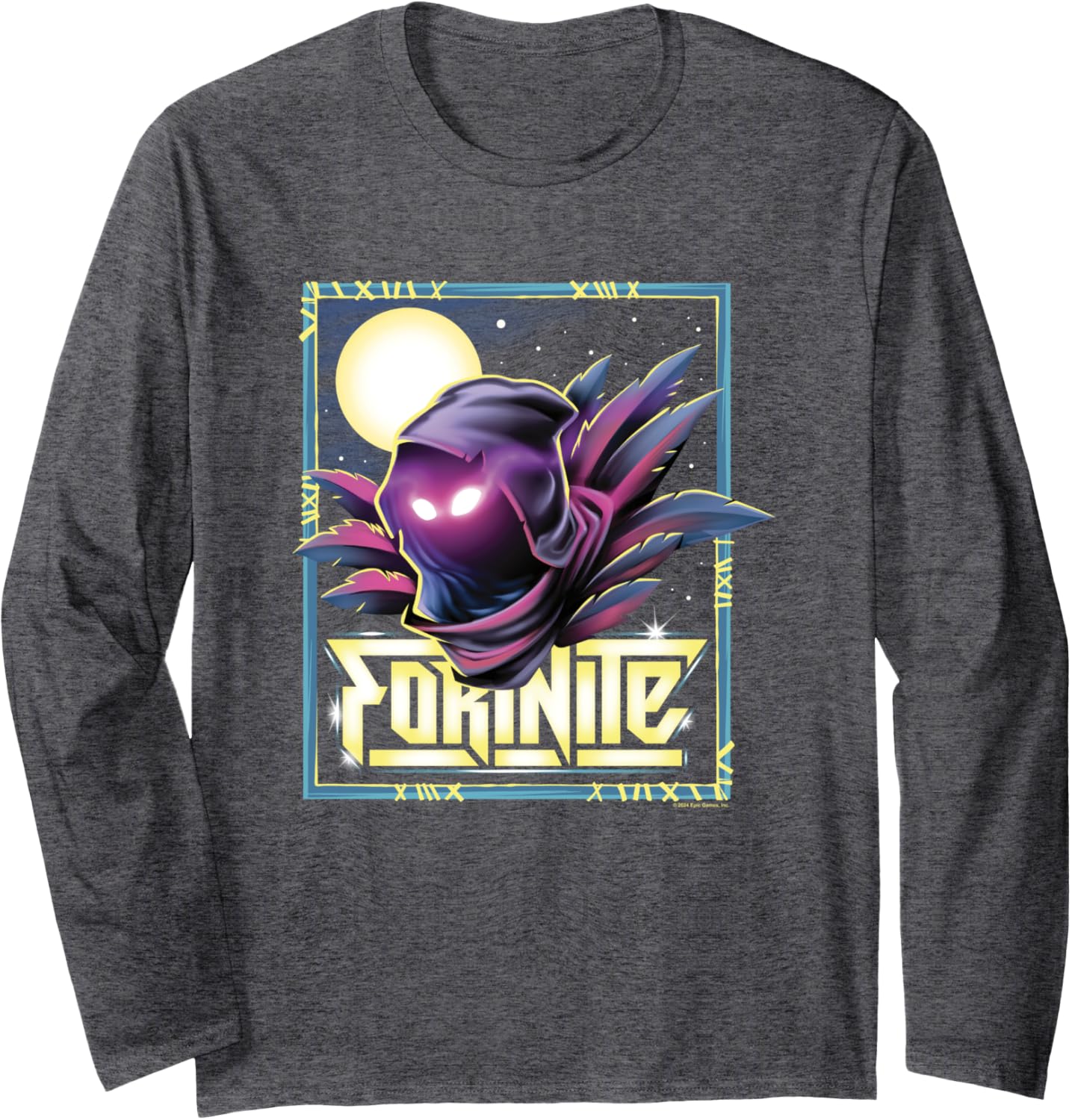 Fortnite Raven Icon Shadow Silhouette Big Chest Poster Long Sleeve T-Shirt