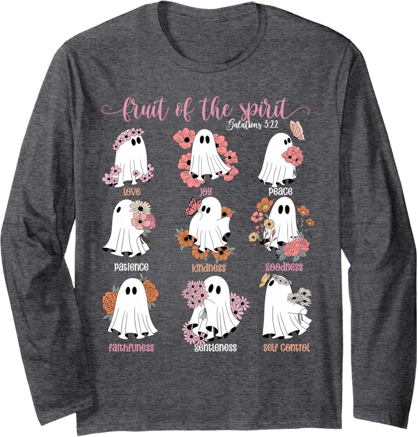 Fruit Of The Spirit Christian Faith Jesus Ghost Halloween Long Sleeve T-Shirt