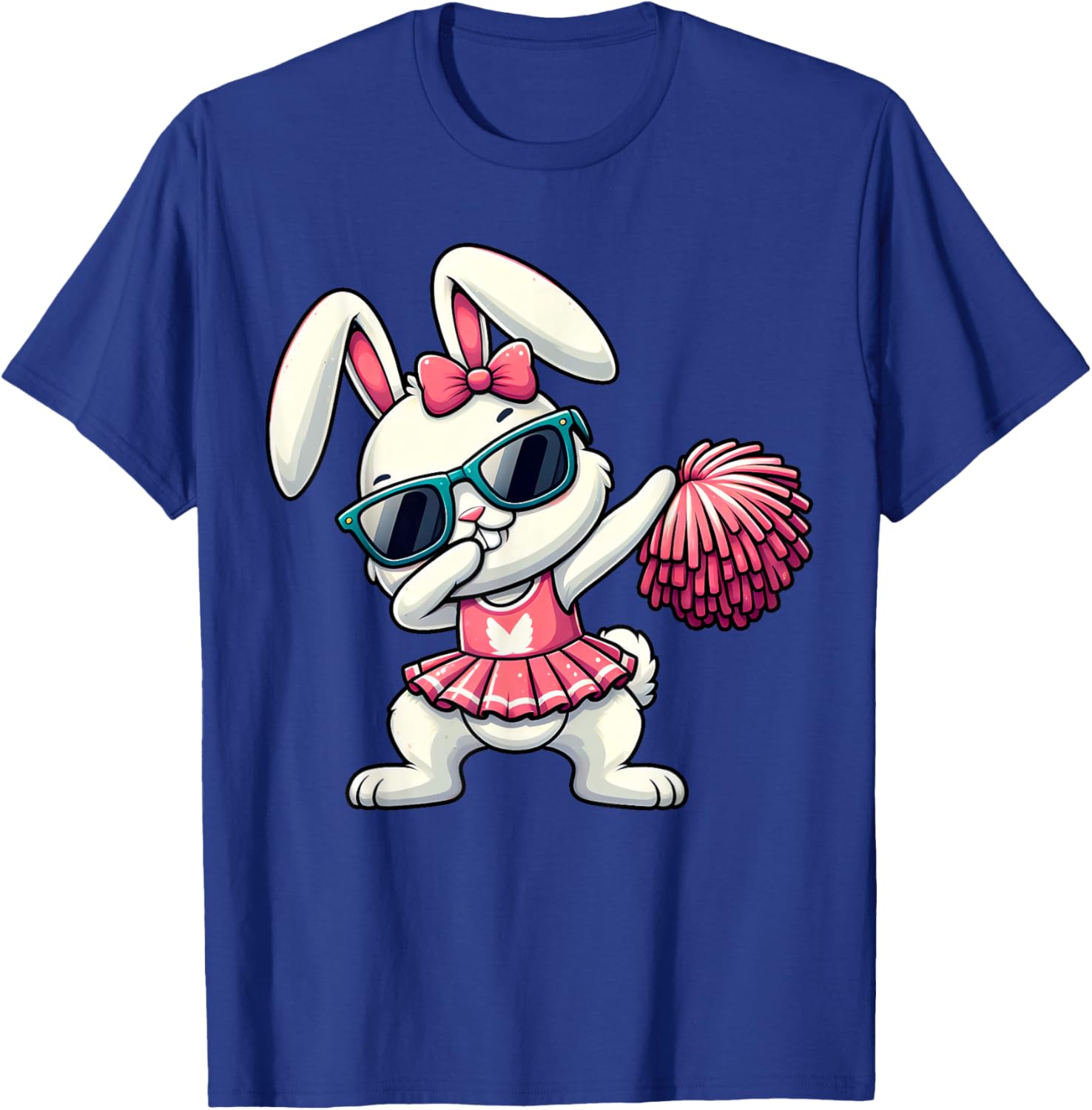 Funny Dabbing Bunny Cheerleader Happy Easter Day Boys Girls T-Shirt