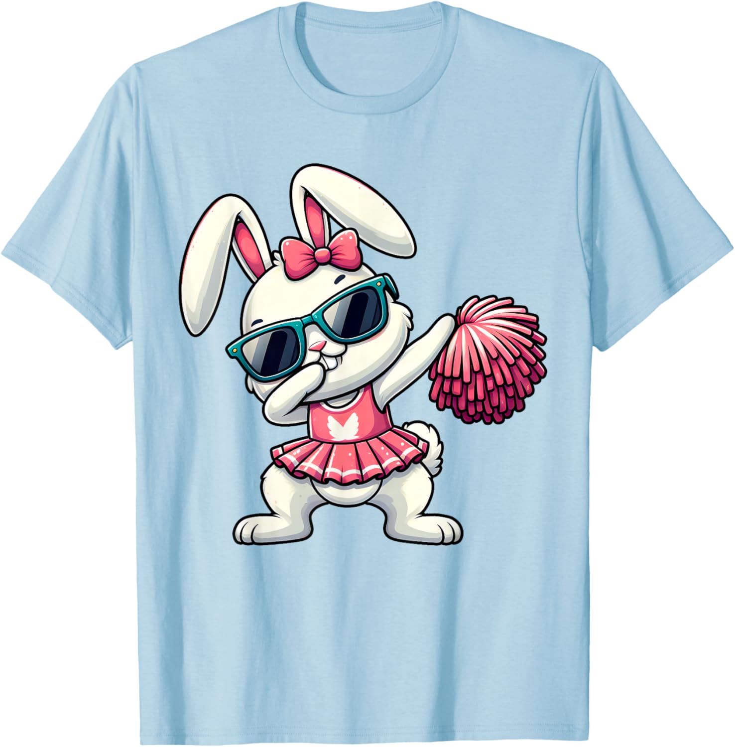 Funny Dabbing Bunny Cheerleader Happy Easter Day Boys Girls T-Shirt