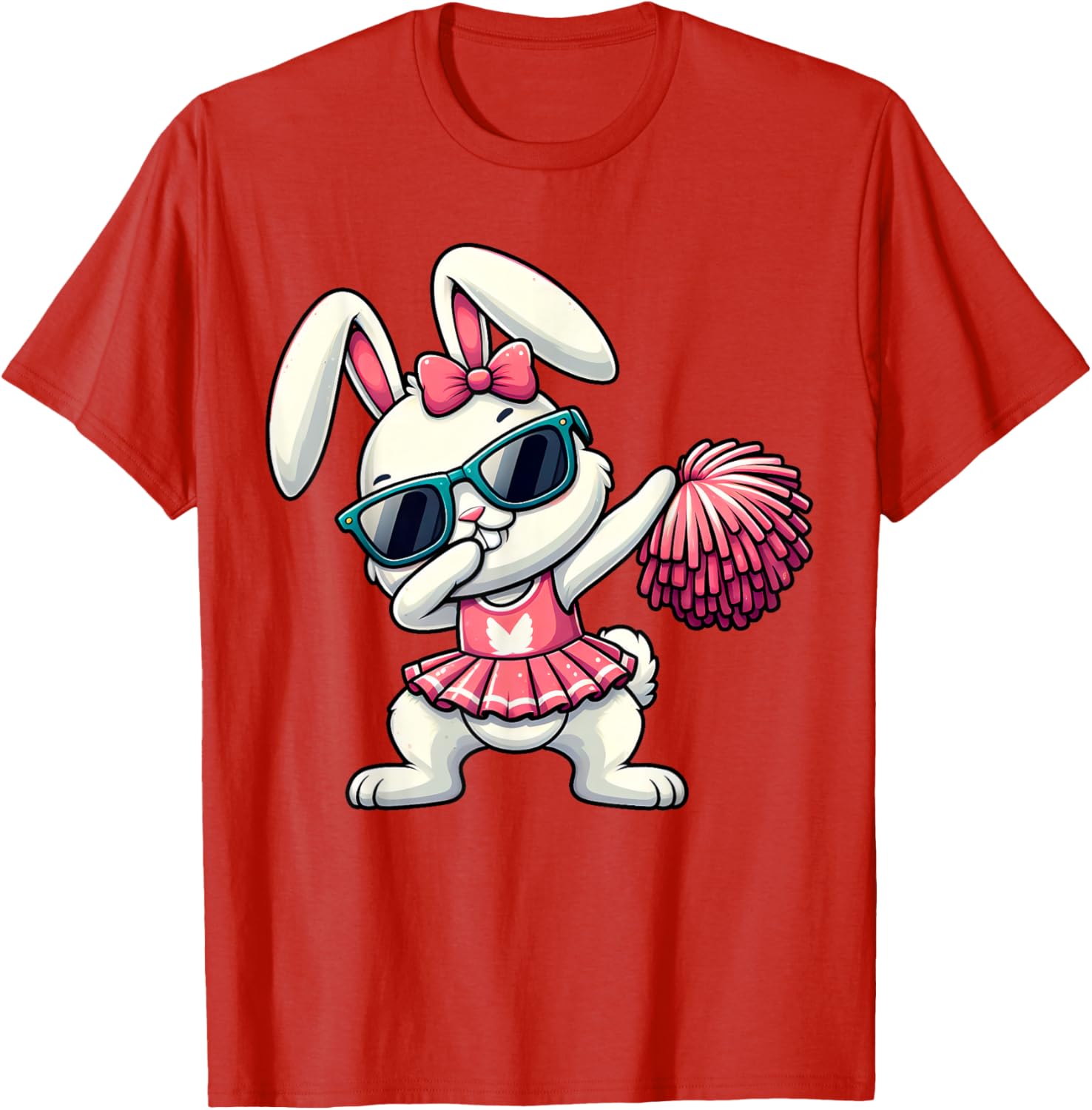 Funny Dabbing Bunny Cheerleader Happy Easter Day Boys Girls T-Shirt