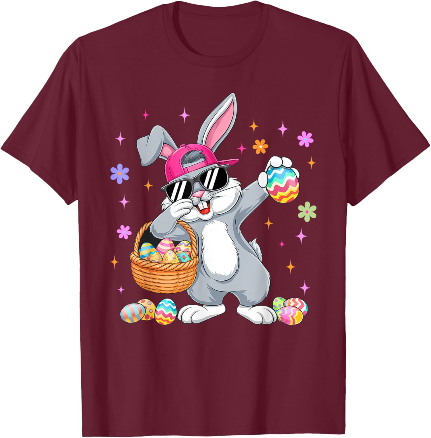 Funny Dabbing Bunny Eggs Happy Easter Boy Girl Men Women T-Shirt