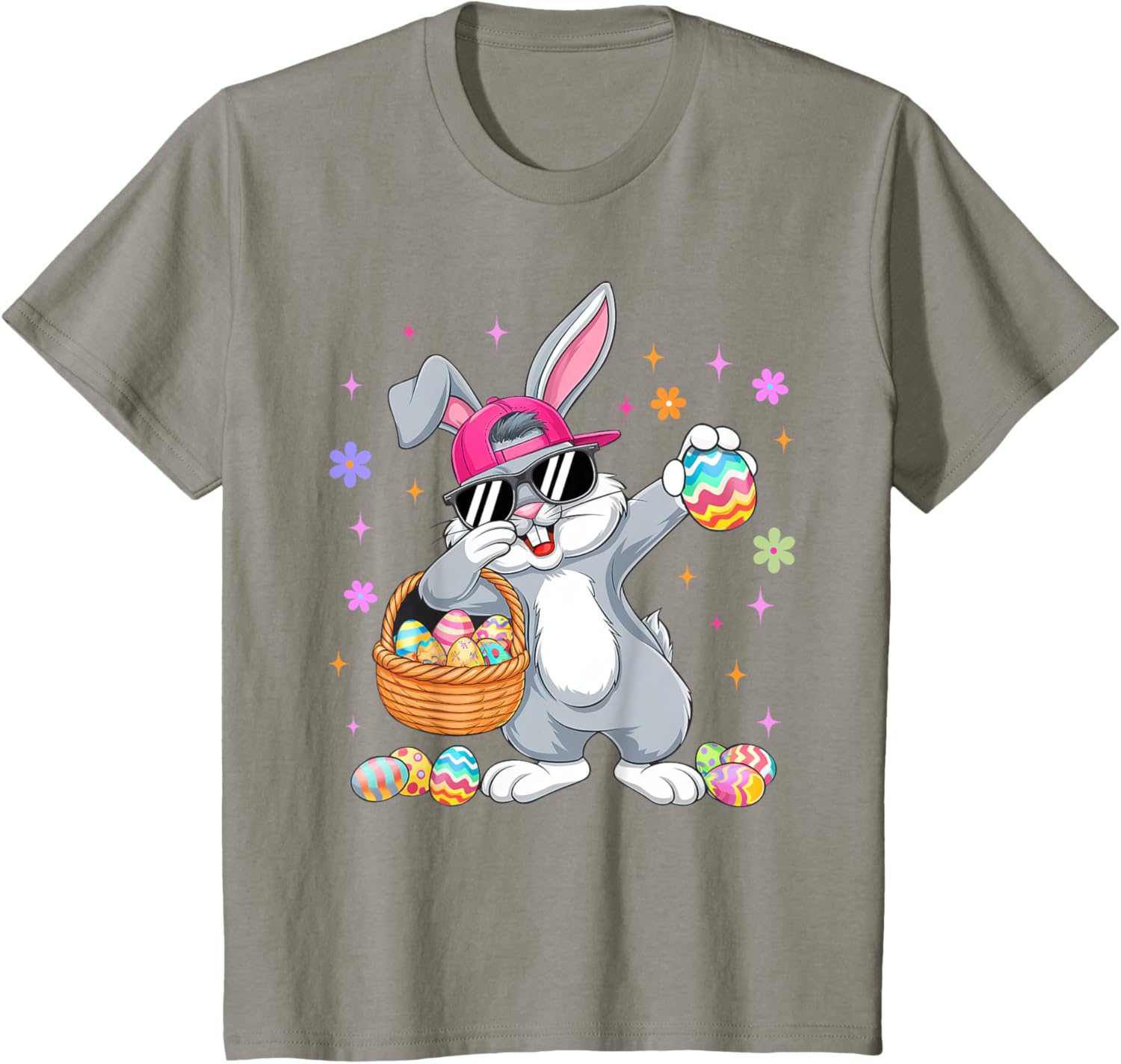 Funny Dabbing Bunny Eggs Happy Easter Boy Girl Men Women T-Shirt