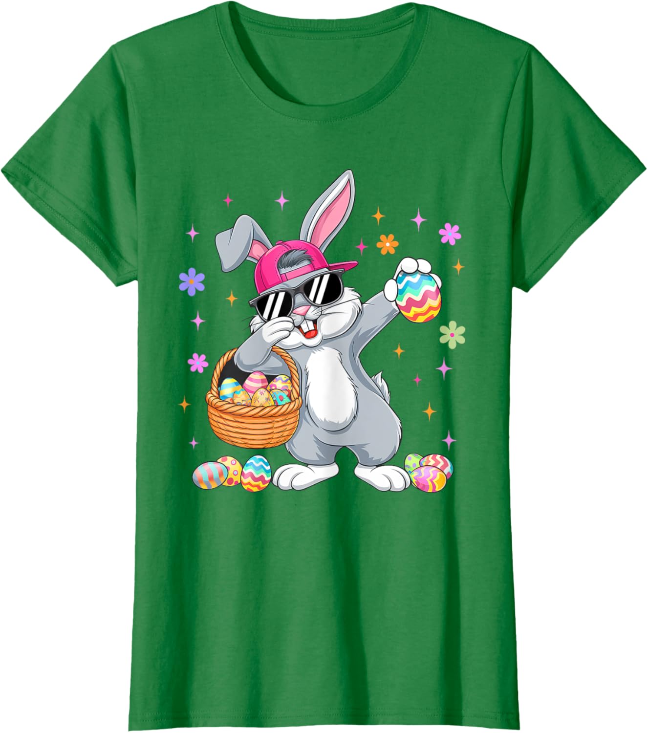 Funny Dabbing Bunny Eggs Happy Easter Boy Girl Men Women T-Shirt