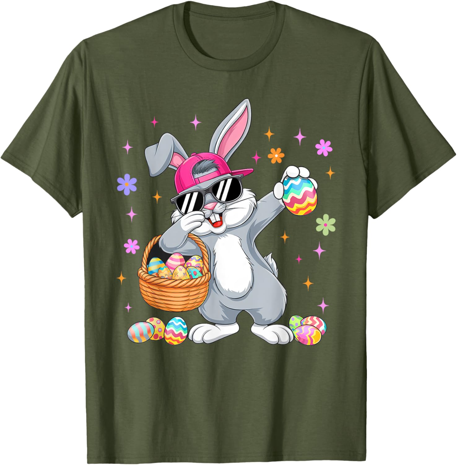 Funny Dabbing Bunny Eggs Happy Easter Boy Girl Men Women T-Shirt