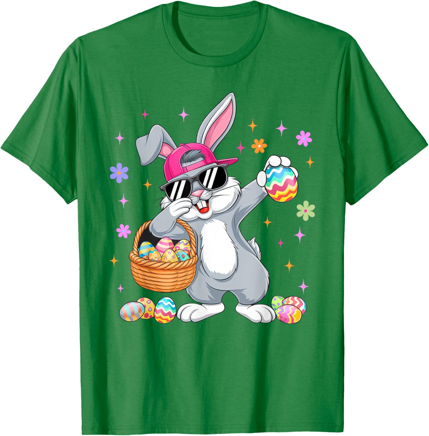 Funny Dabbing Bunny Eggs Happy Easter Boy Girl Men Women T-Shirt