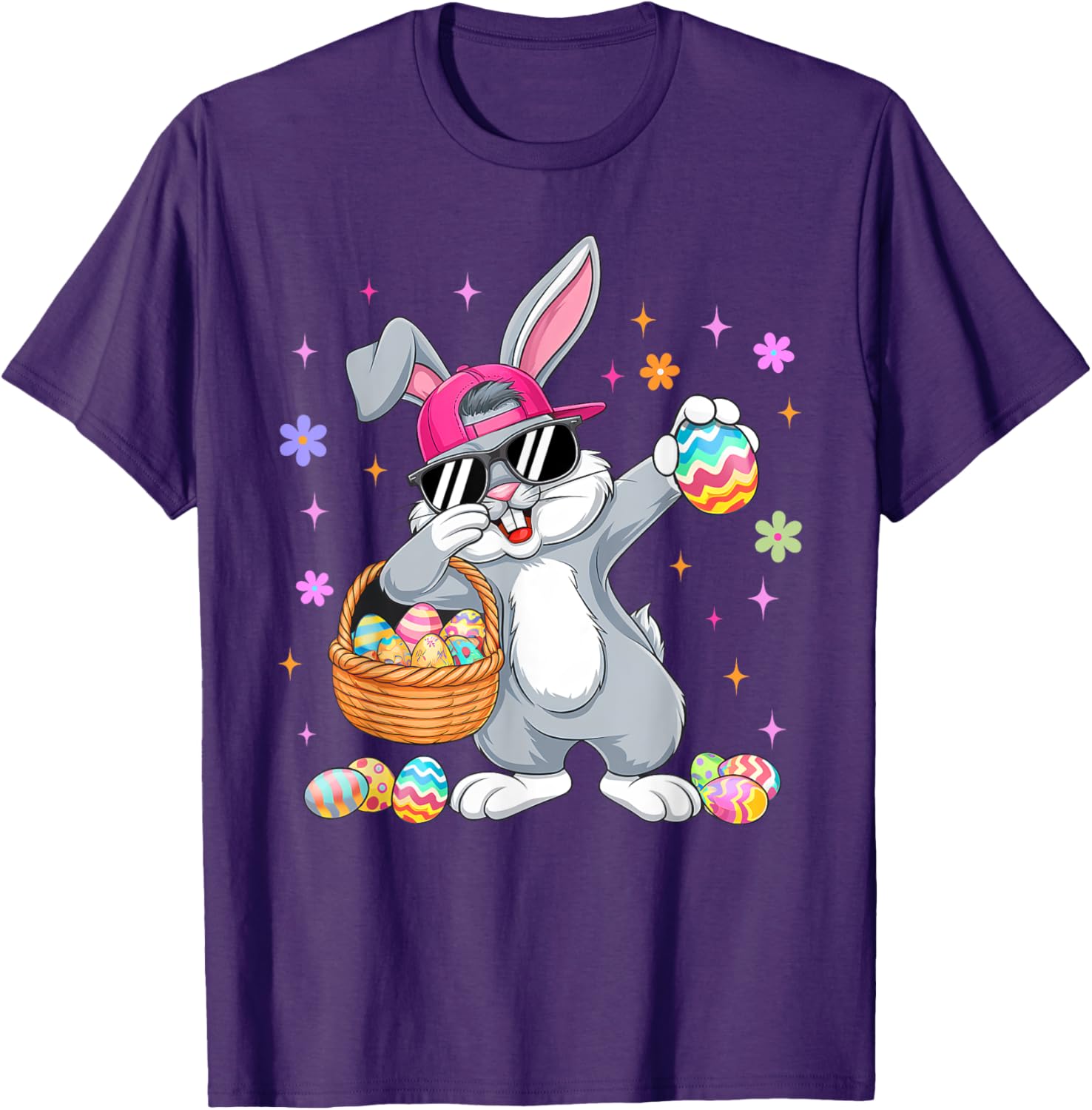 Funny Dabbing Bunny Eggs Happy Easter Boy Girl Men Women T-Shirt