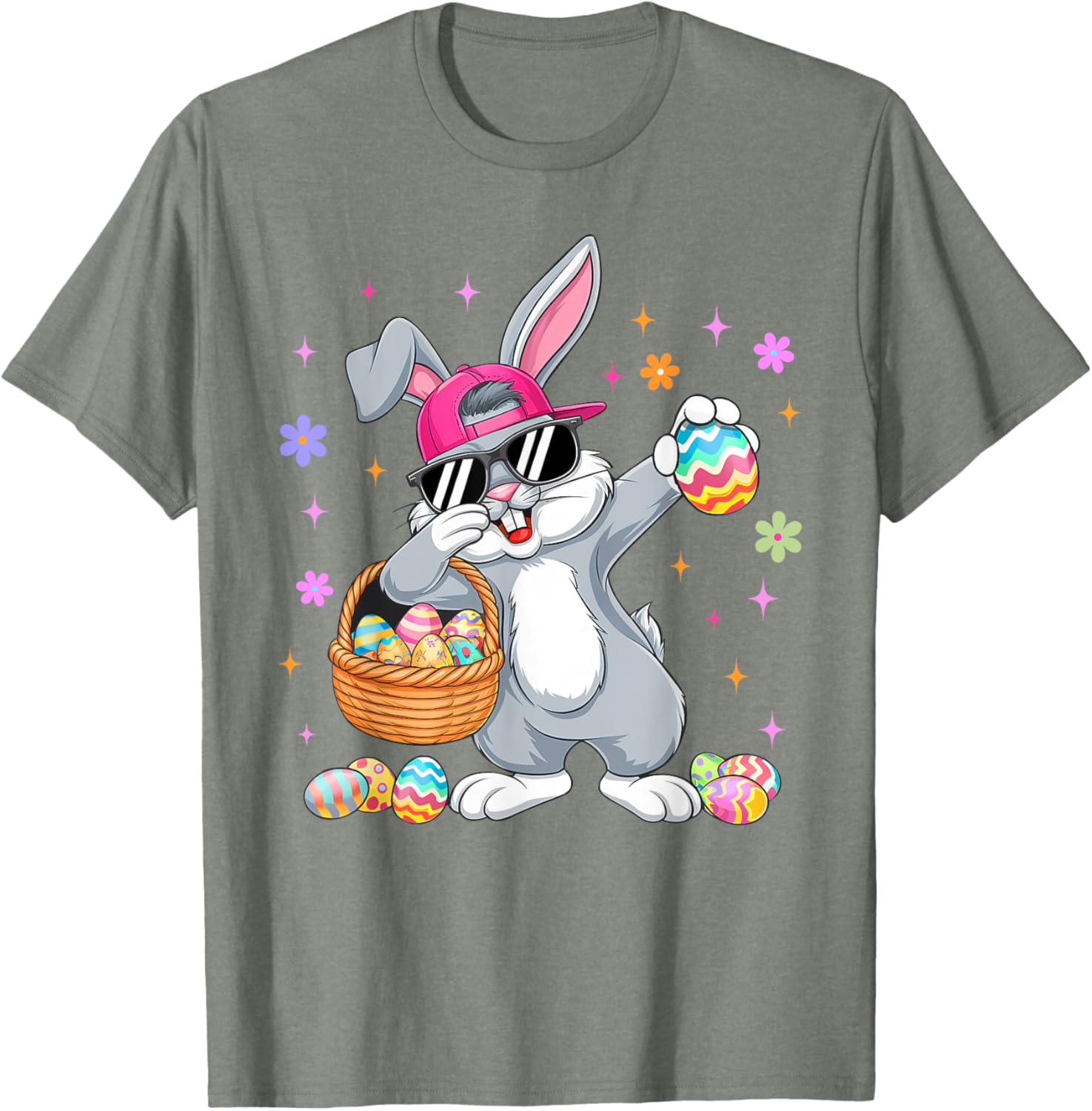 Funny Dabbing Bunny Eggs Happy Easter Boy Girl Men Women T-Shirt