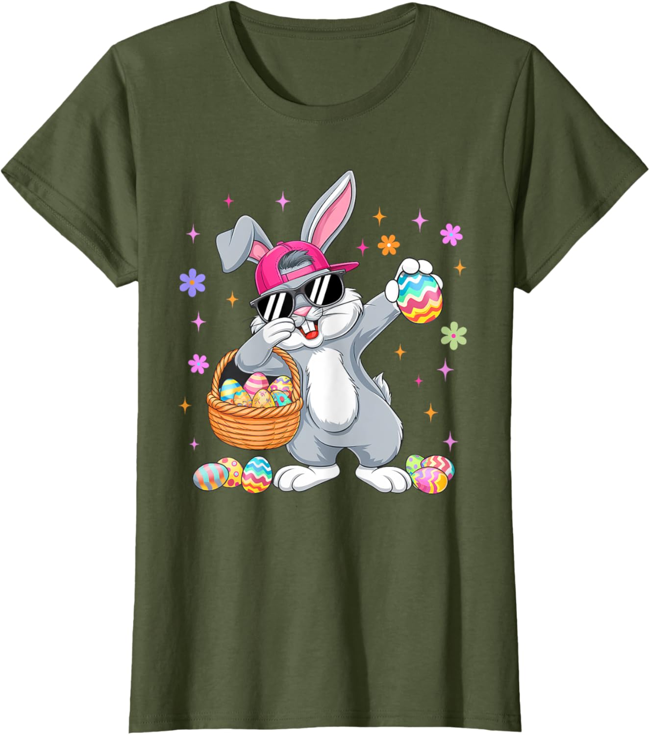 Funny Dabbing Bunny Eggs Happy Easter Boy Girl Men Women T-Shirt