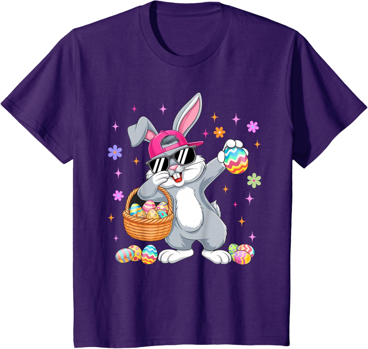 Funny Dabbing Bunny Eggs Happy Easter Boy Girl Men Women T-Shirt