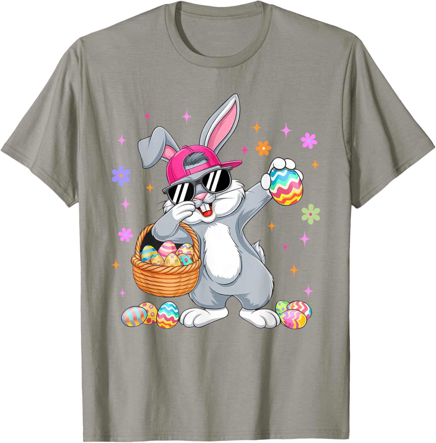 Funny Dabbing Bunny Eggs Happy Easter Boy Girl Men Women T-Shirt