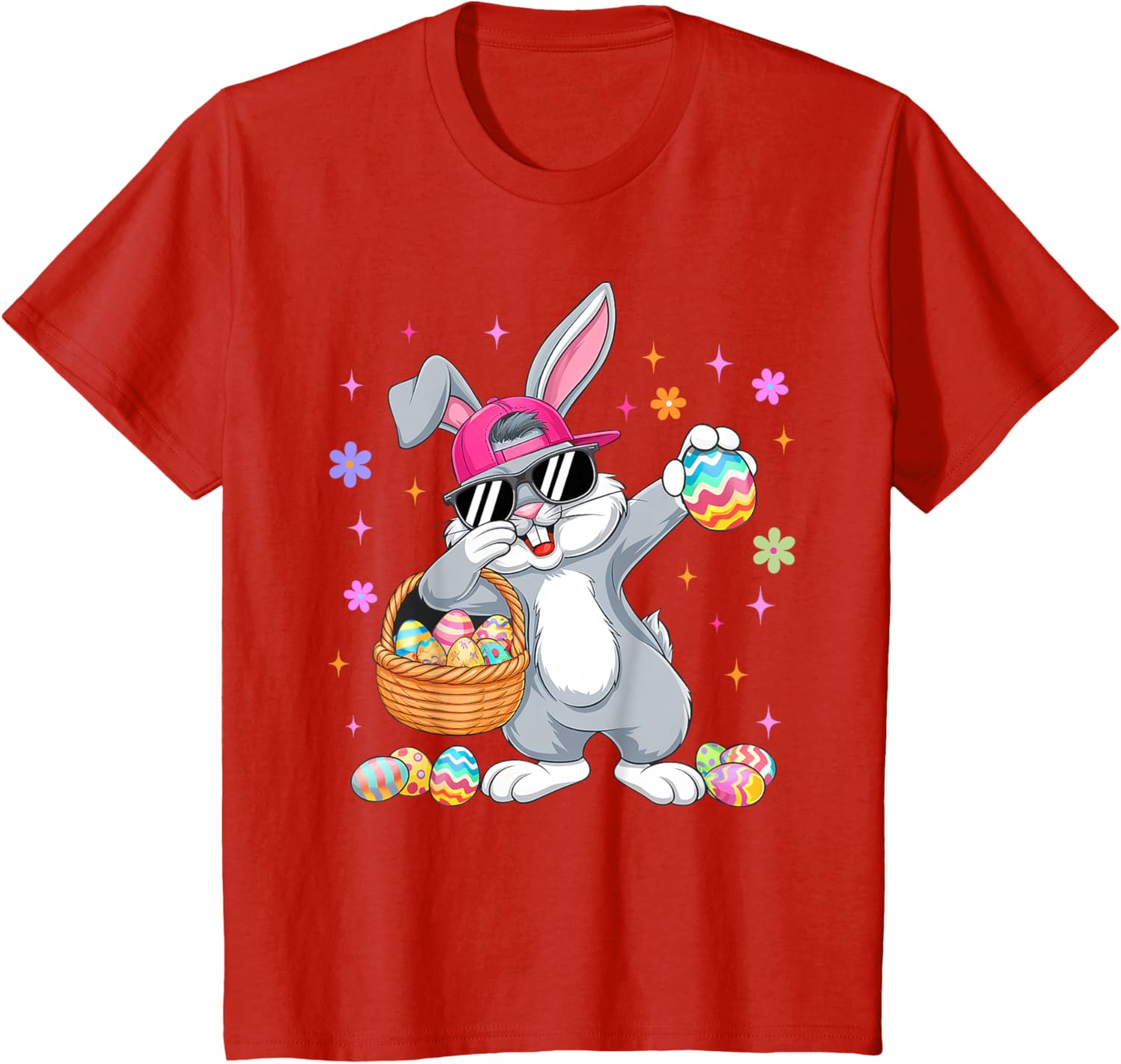 Funny Dabbing Bunny Eggs Happy Easter Boy Girl Men Women T-Shirt