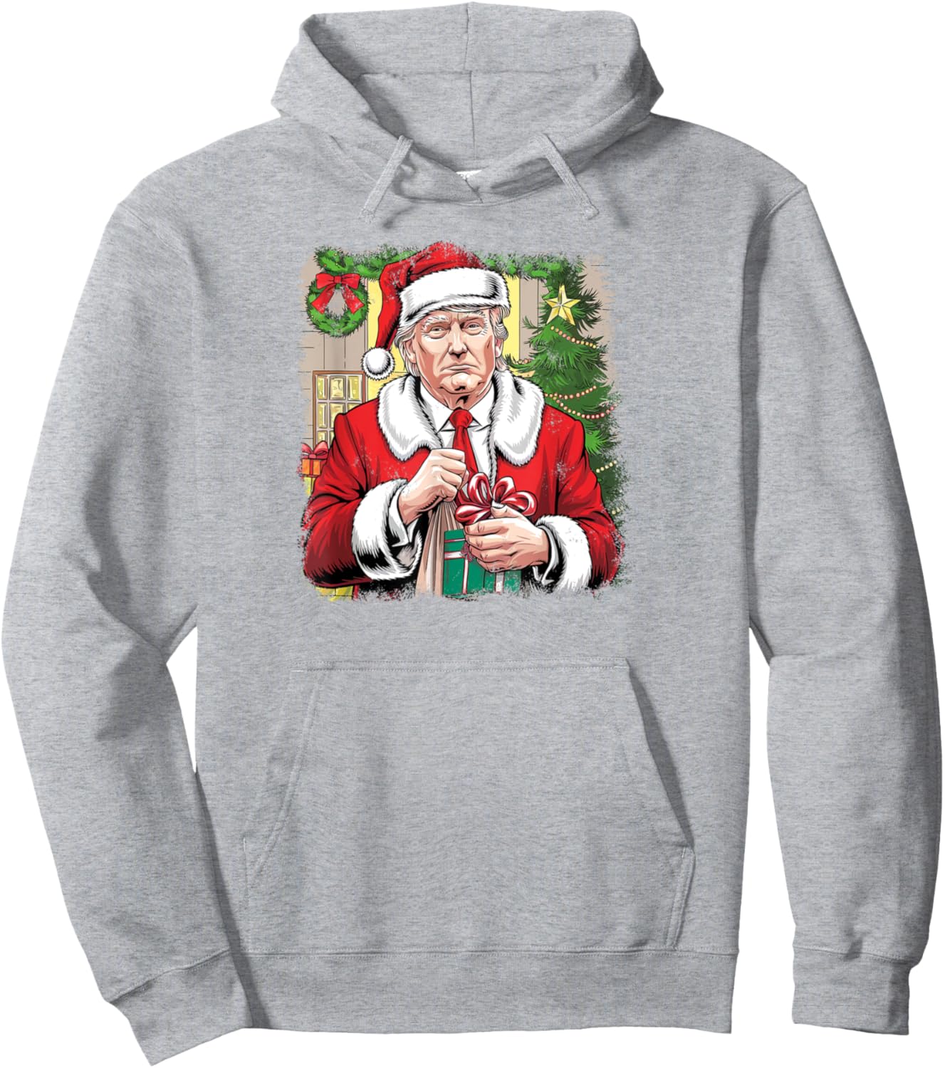 Funny Donald Trump Christmas Tree Vibrant Pullover Hoodie