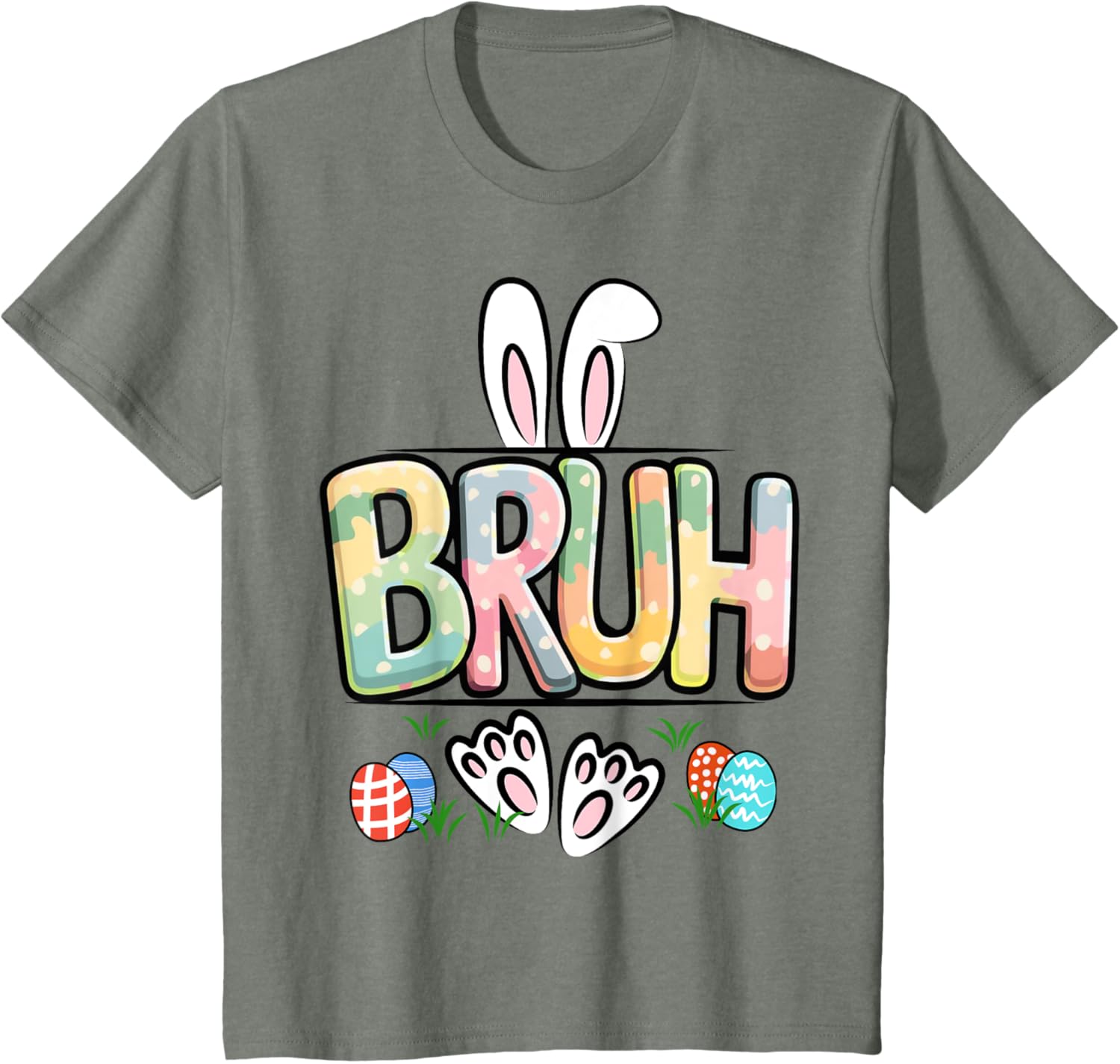 Funny Easter Bruh Meme Happy Easter Day Bunny Eggs Boy Girl T-Shirt