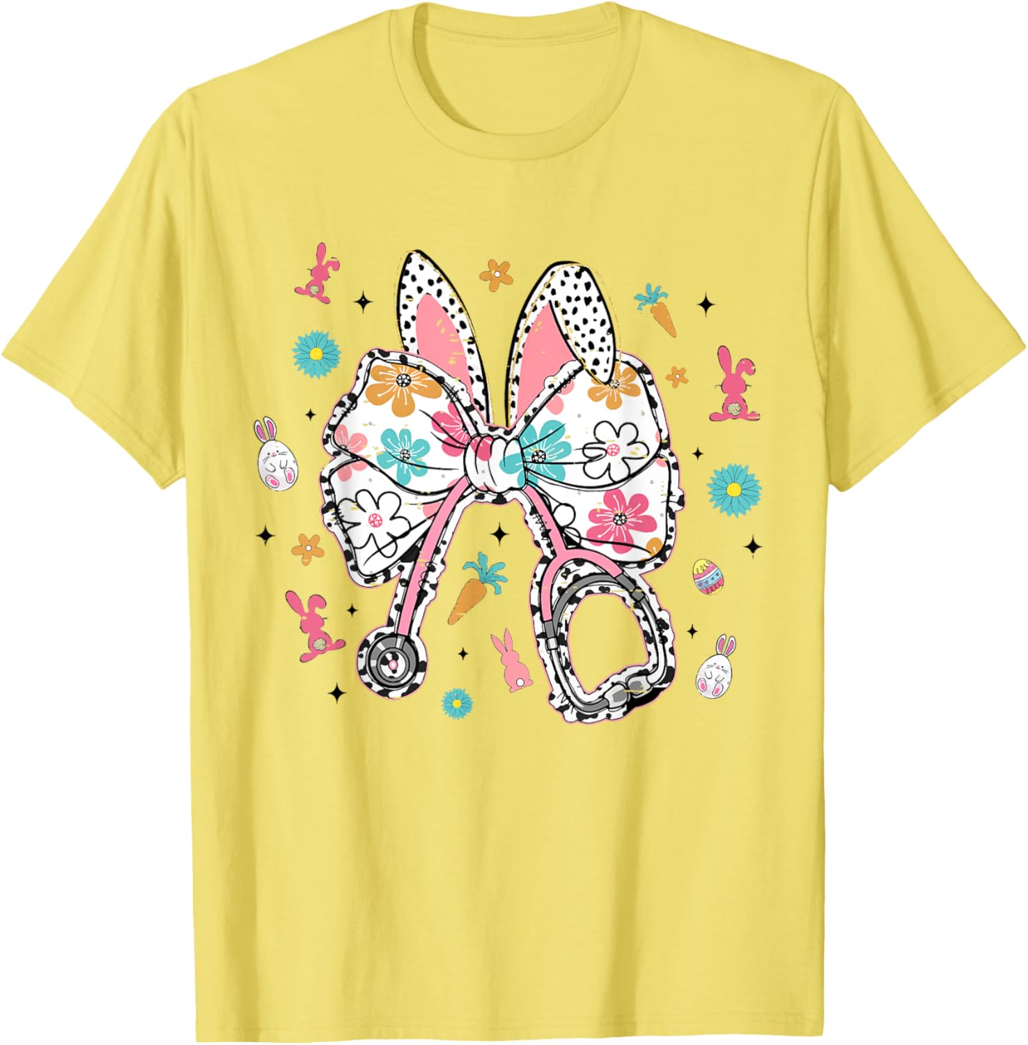 Funny Easter Bunny Coquette Bow Cute Nurse Easter Day 2025 T-Shirt