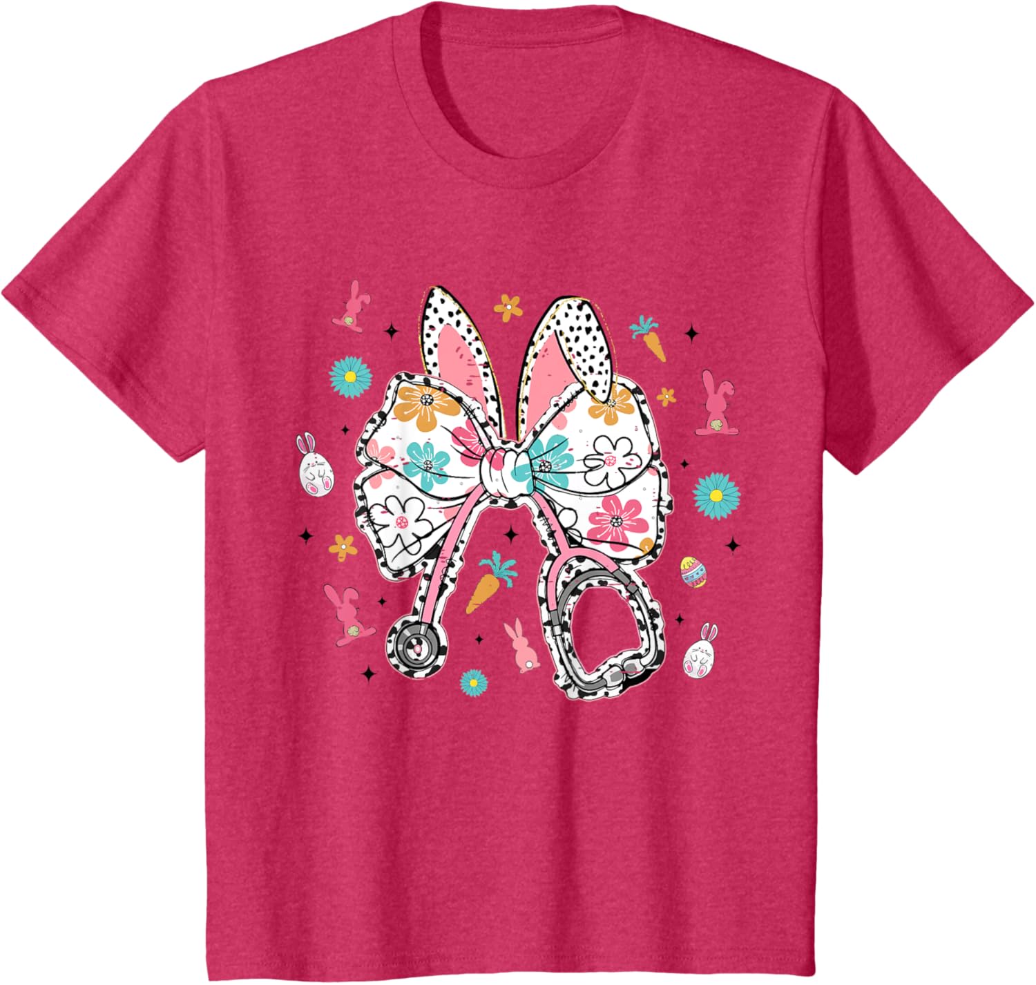 Funny Easter Bunny Coquette Bow Cute Nurse Easter Day 2025 T-Shirt