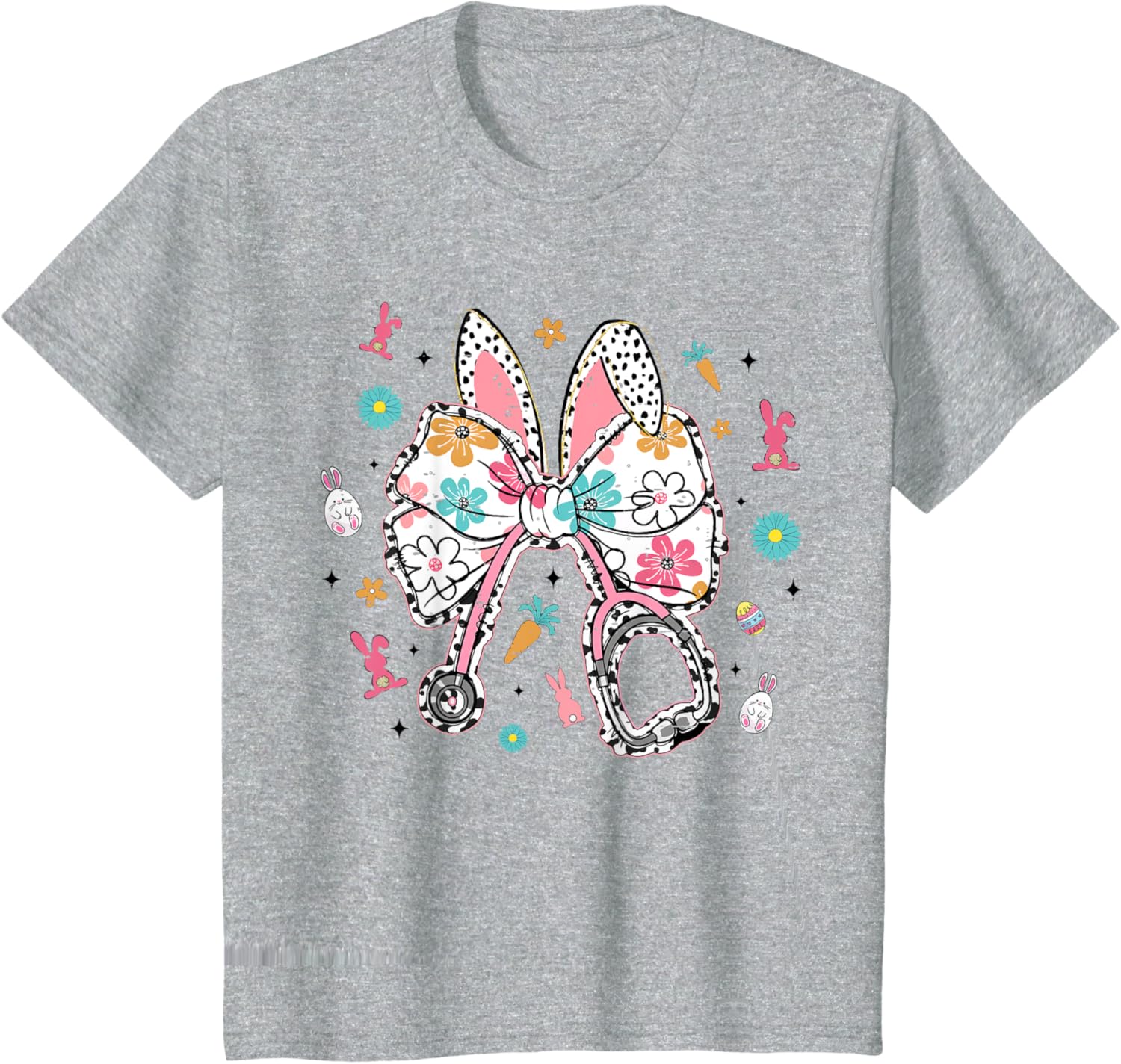 Funny Easter Bunny Coquette Bow Cute Nurse Easter Day 2025 T-Shirt