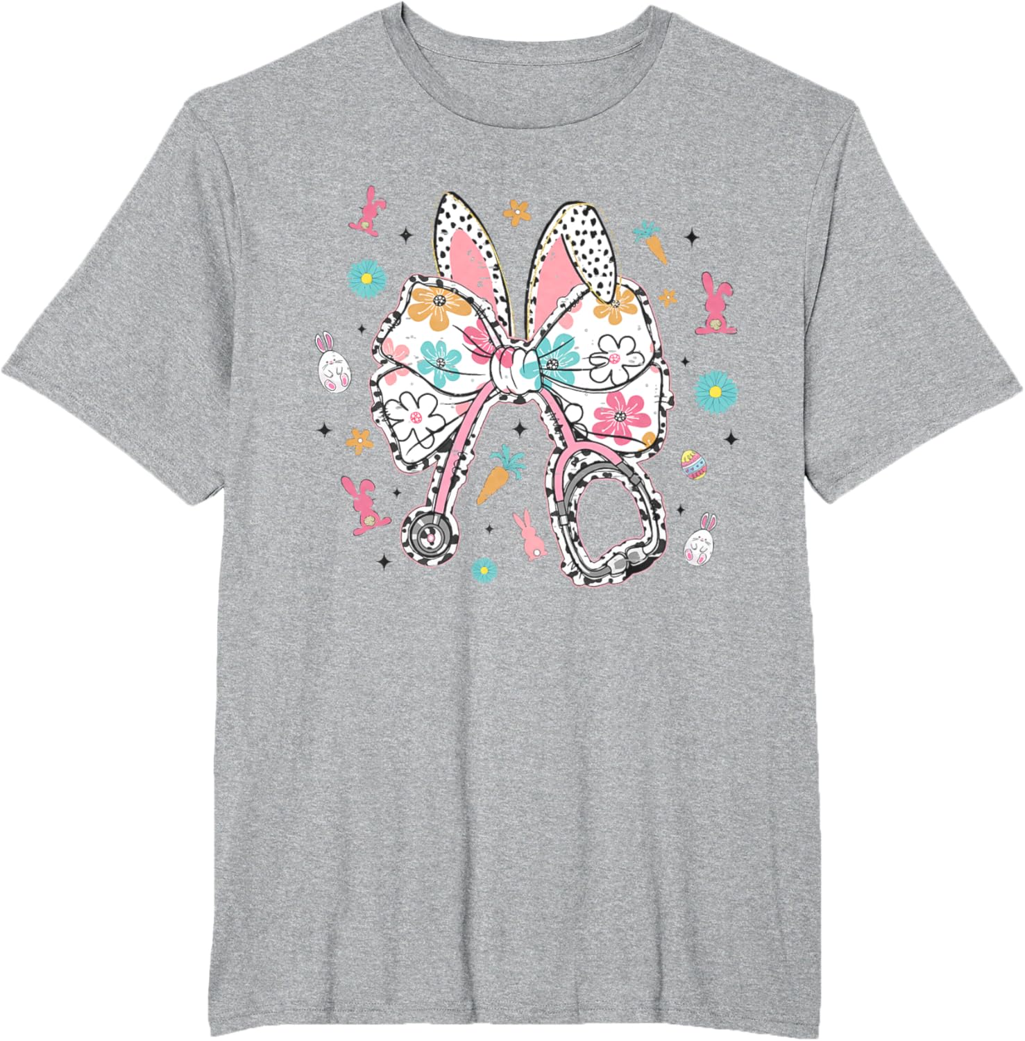 Funny Easter Bunny Coquette Bow Cute Nurse Easter Day 2025 T-Shirt