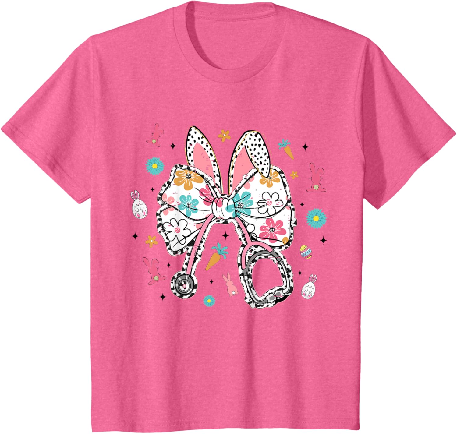 Funny Easter Bunny Coquette Bow Cute Nurse Easter Day 2025 T-Shirt