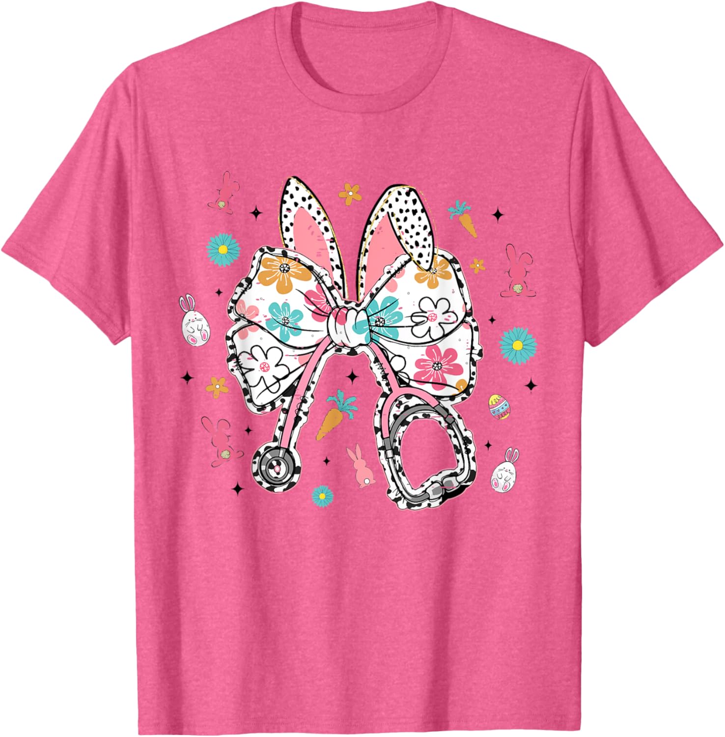 Funny Easter Bunny Coquette Bow Cute Nurse Easter Day 2025 T-Shirt