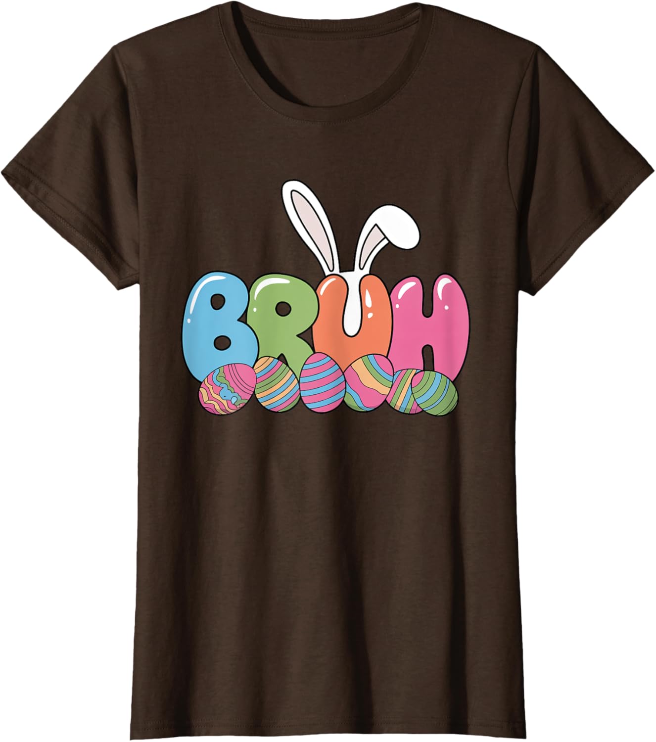 Funny Kids Bruh Easter Day Bunny Ears Colorful Eggs Hunting T-Shirt