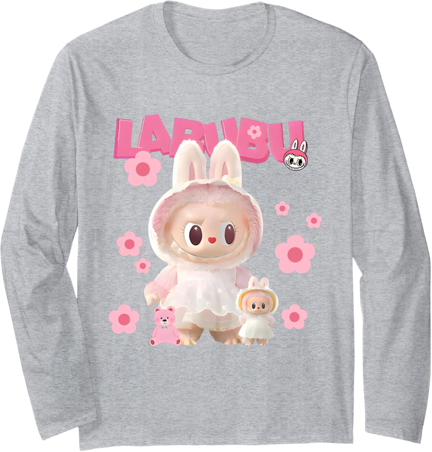 Funny Labubu Lover Cute Labubu The Monsters Pink Long Sleeve T-Shirt