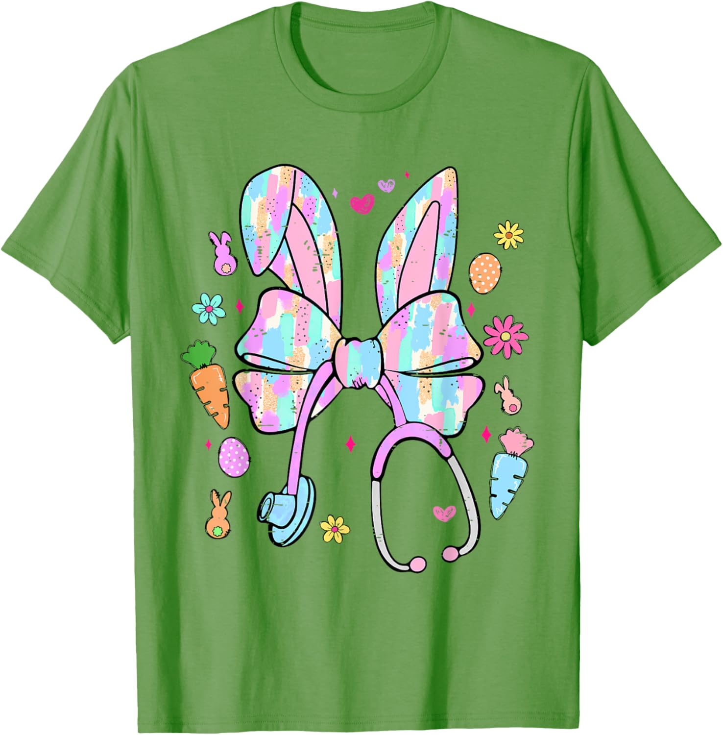 Funny Nurse Easter Day Coquette Bow Stethoscope Bunny Easter T-Shirt