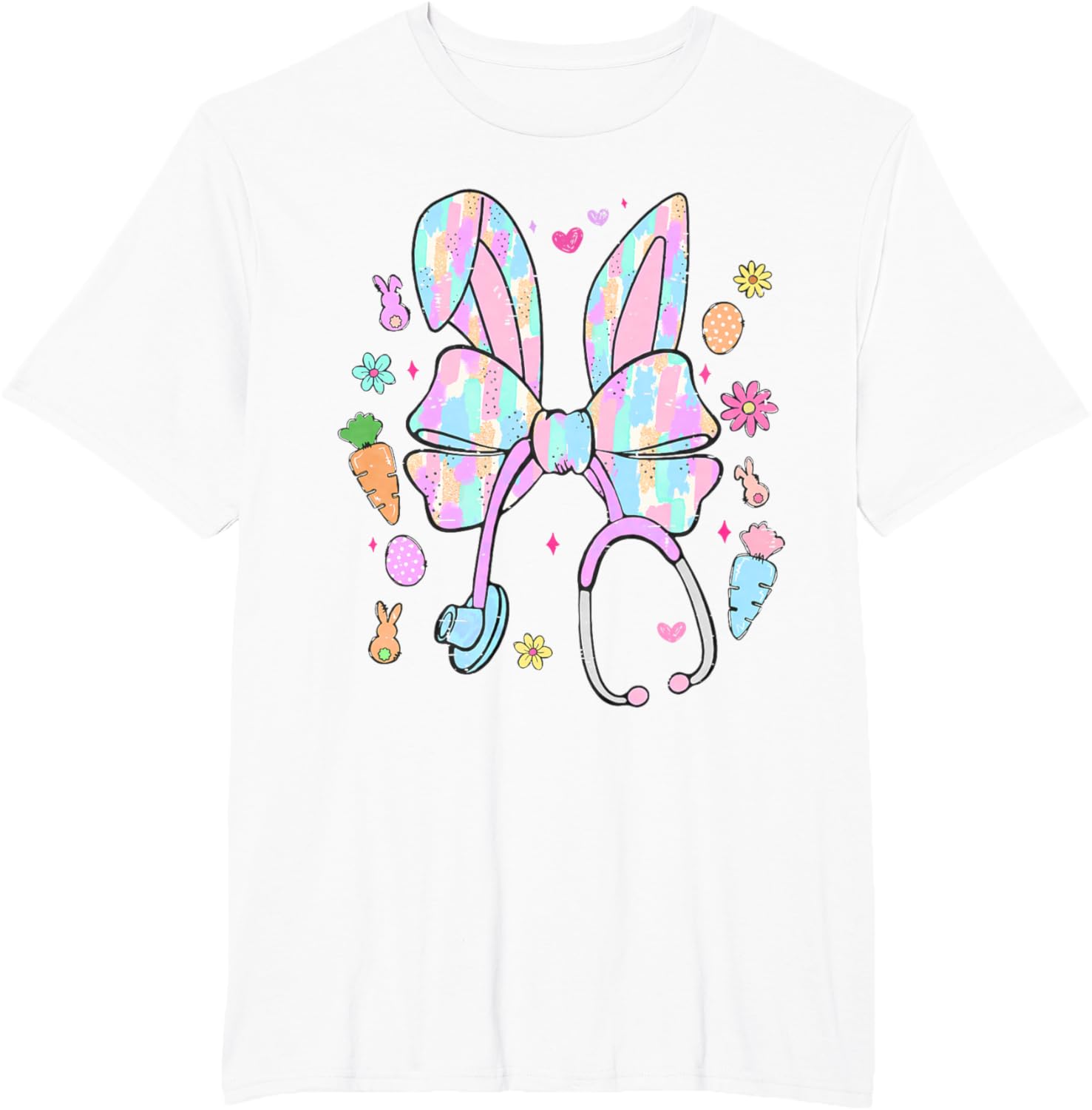 Funny Nurse Easter Day Coquette Bow Stethoscope Bunny Easter T-Shirt