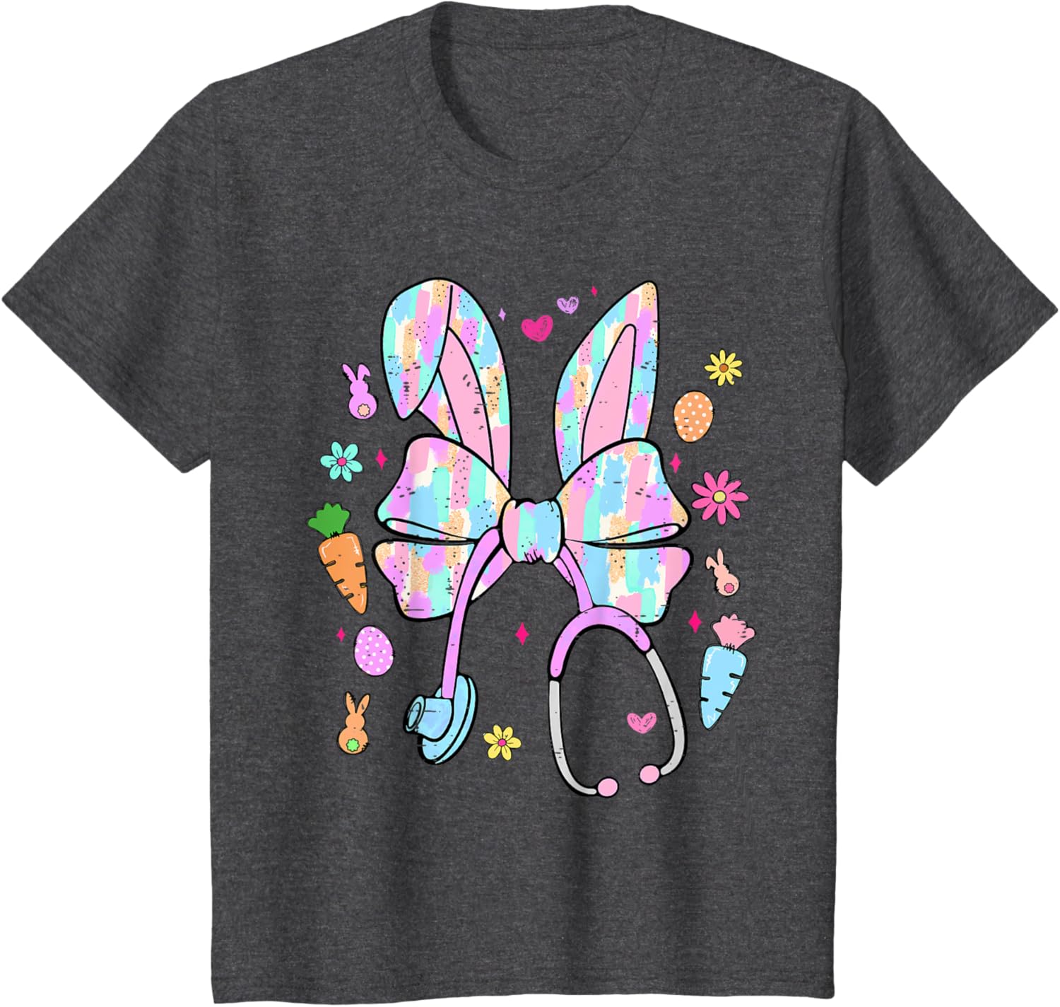 Funny Nurse Easter Day Coquette Bow Stethoscope Bunny Easter T-Shirt