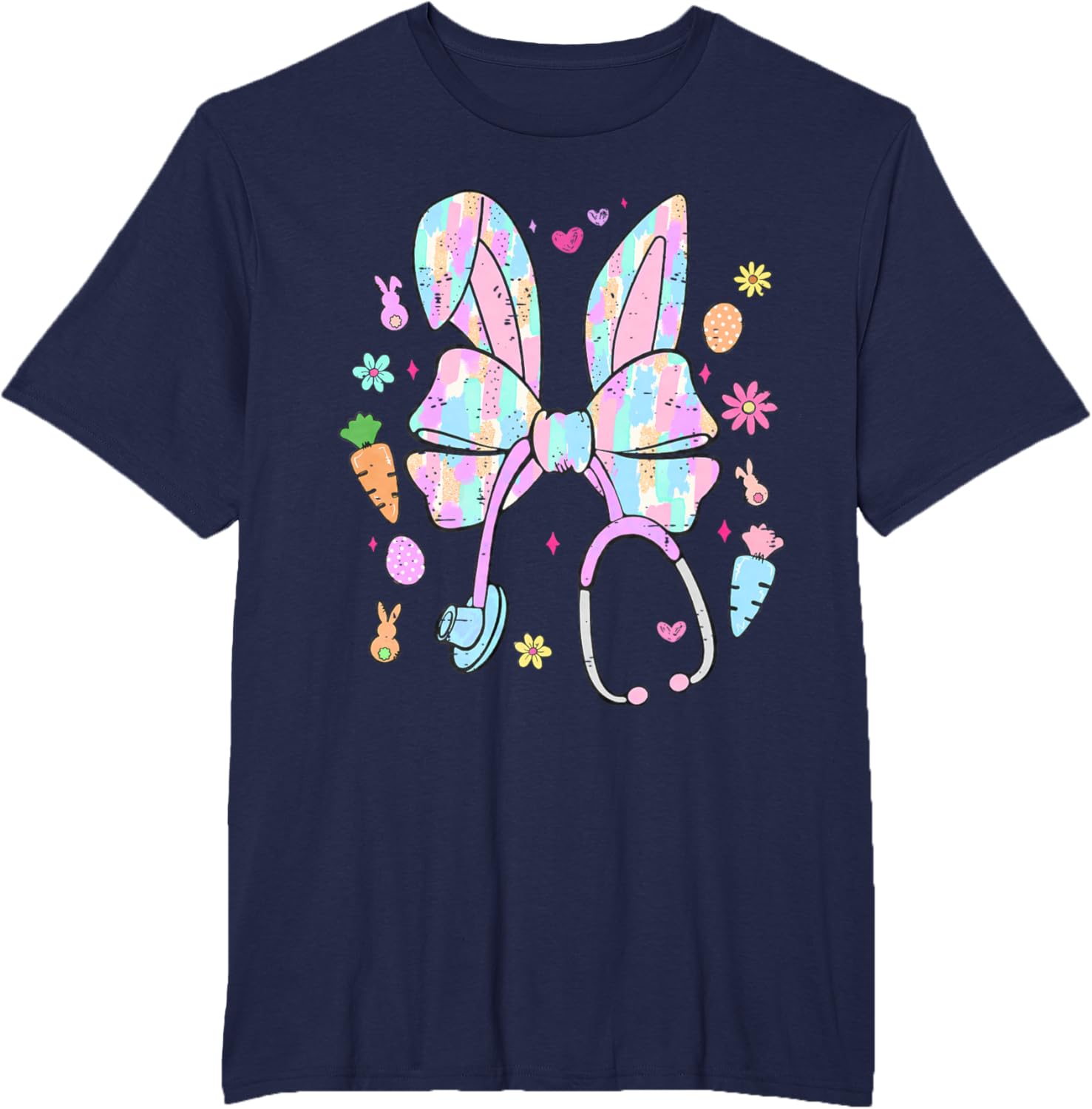 Funny Nurse Easter Day Coquette Bow Stethoscope Bunny Easter T-Shirt