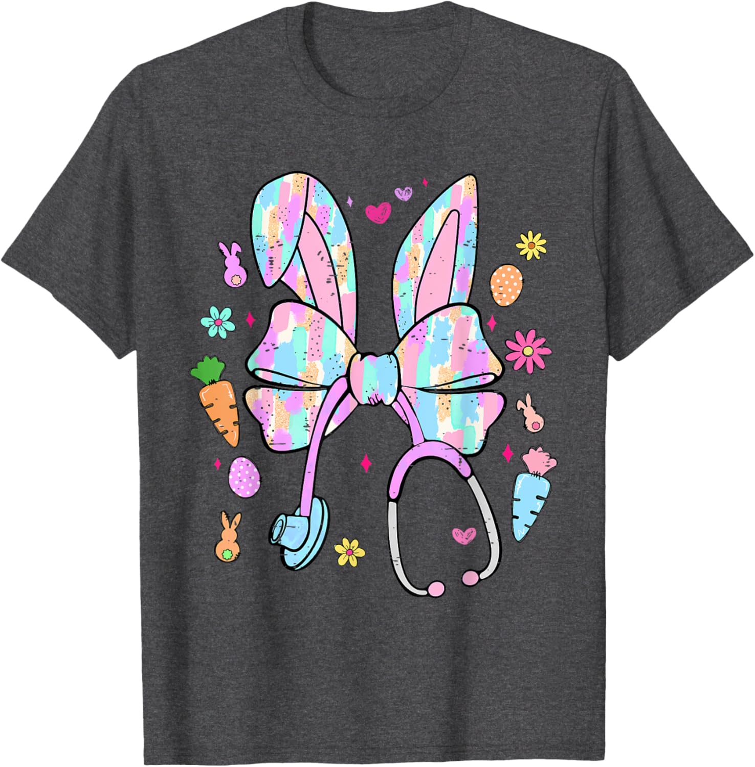 Funny Nurse Easter Day Coquette Bow Stethoscope Bunny Easter T-Shirt