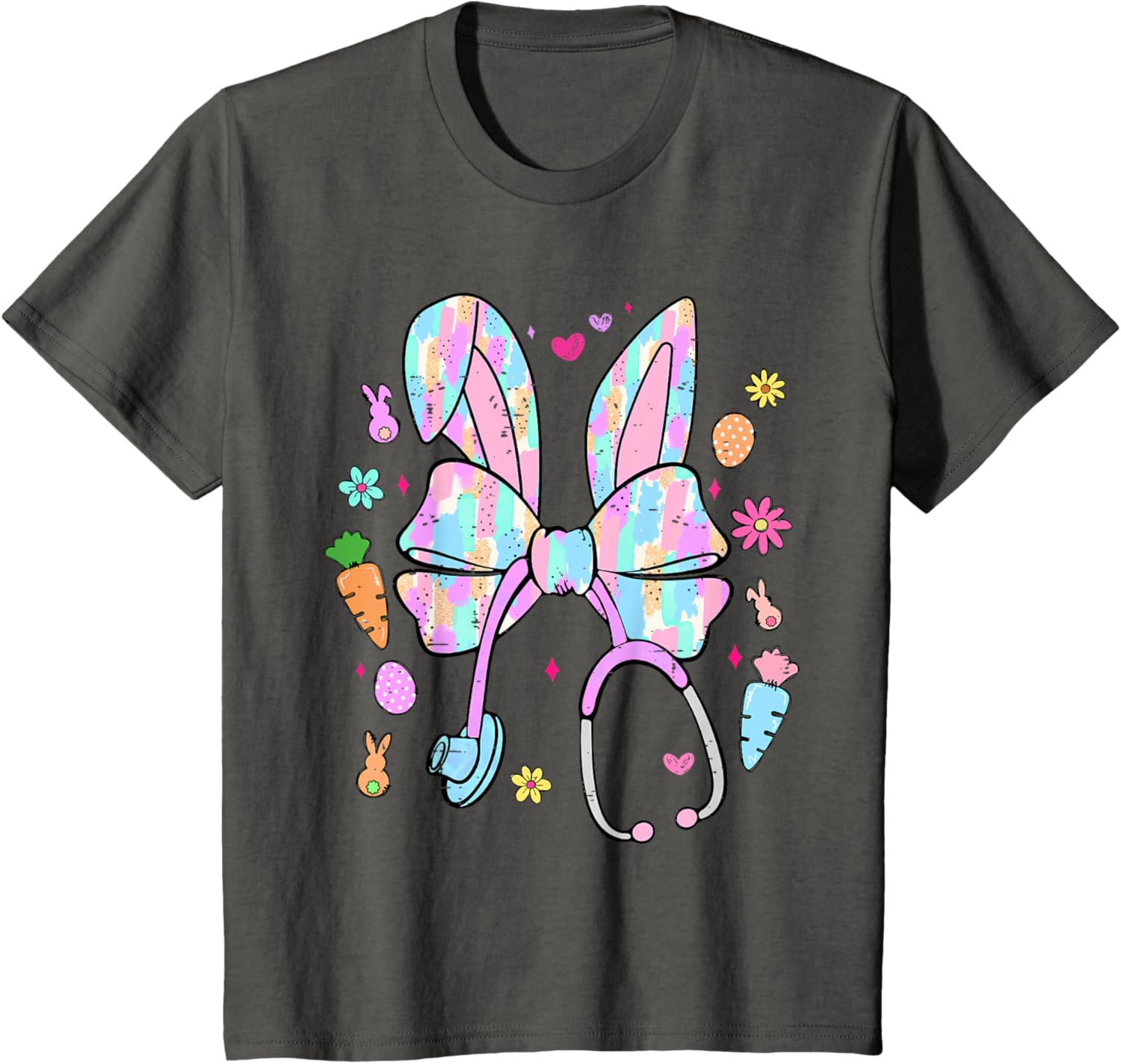 Funny Nurse Easter Day Coquette Bow Stethoscope Bunny Easter T-Shirt