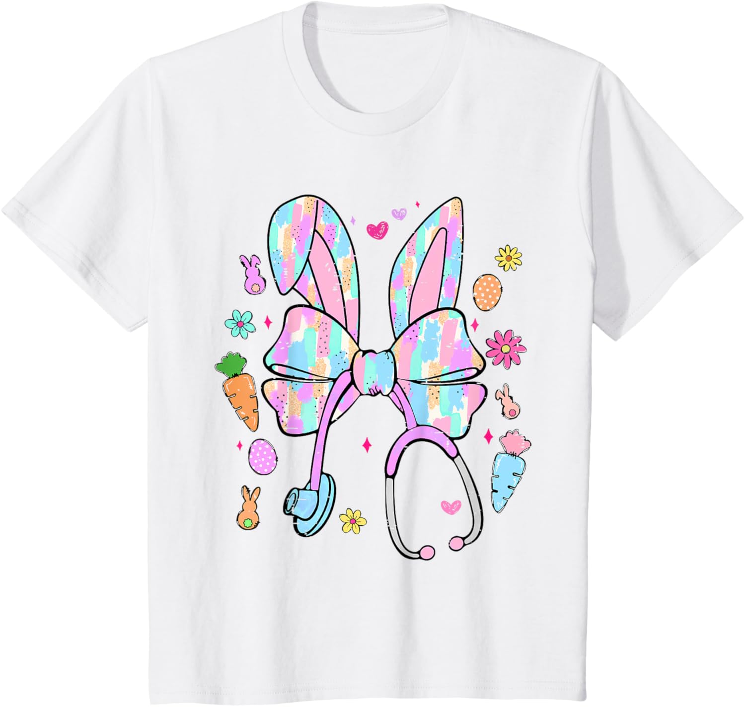 Funny Nurse Easter Day Coquette Bow Stethoscope Bunny Easter T-Shirt