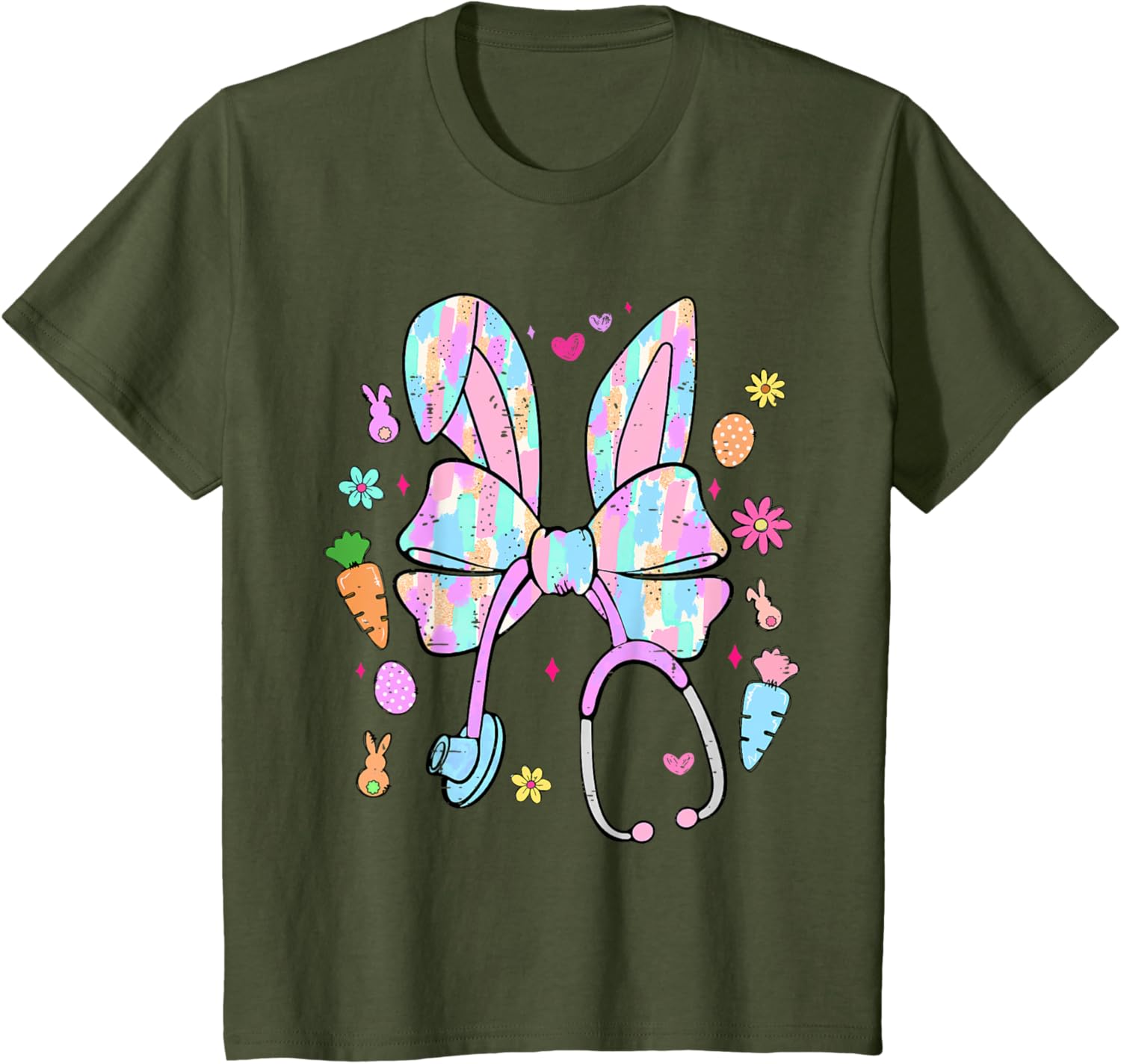 Funny Nurse Easter Day Coquette Bow Stethoscope Bunny Easter T-Shirt