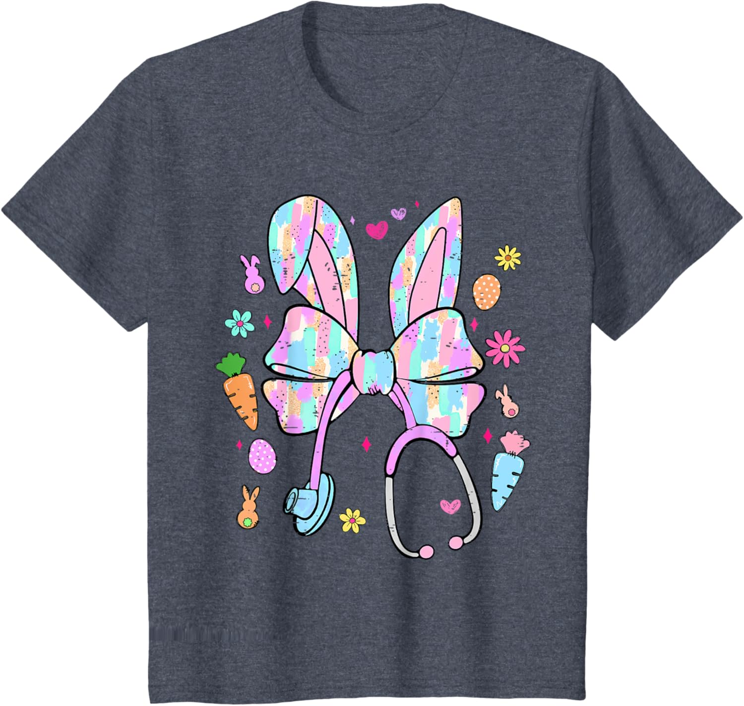 Funny Nurse Easter Day Coquette Bow Stethoscope Bunny Easter T-Shirt