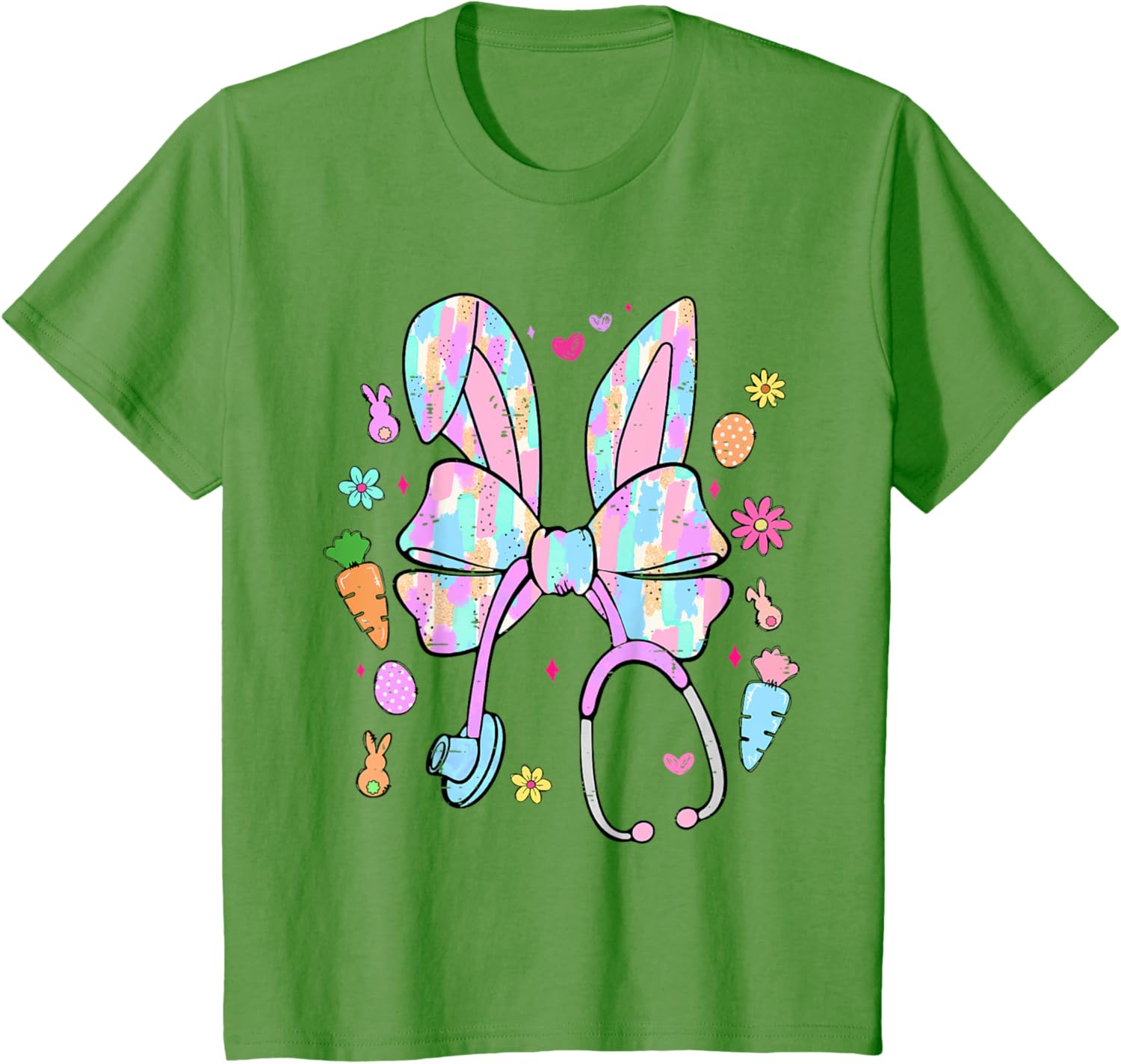 Funny Nurse Easter Day Coquette Bow Stethoscope Bunny Easter T-Shirt