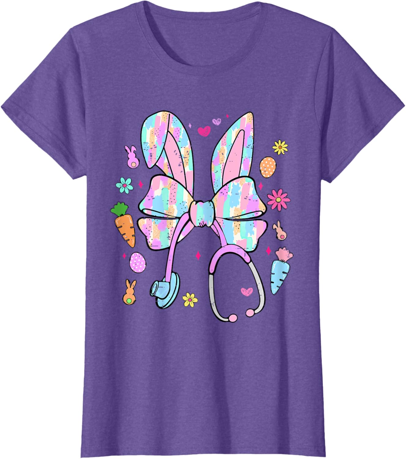 Funny Nurse Easter Day Coquette Bow Stethoscope Bunny Easter T-Shirt