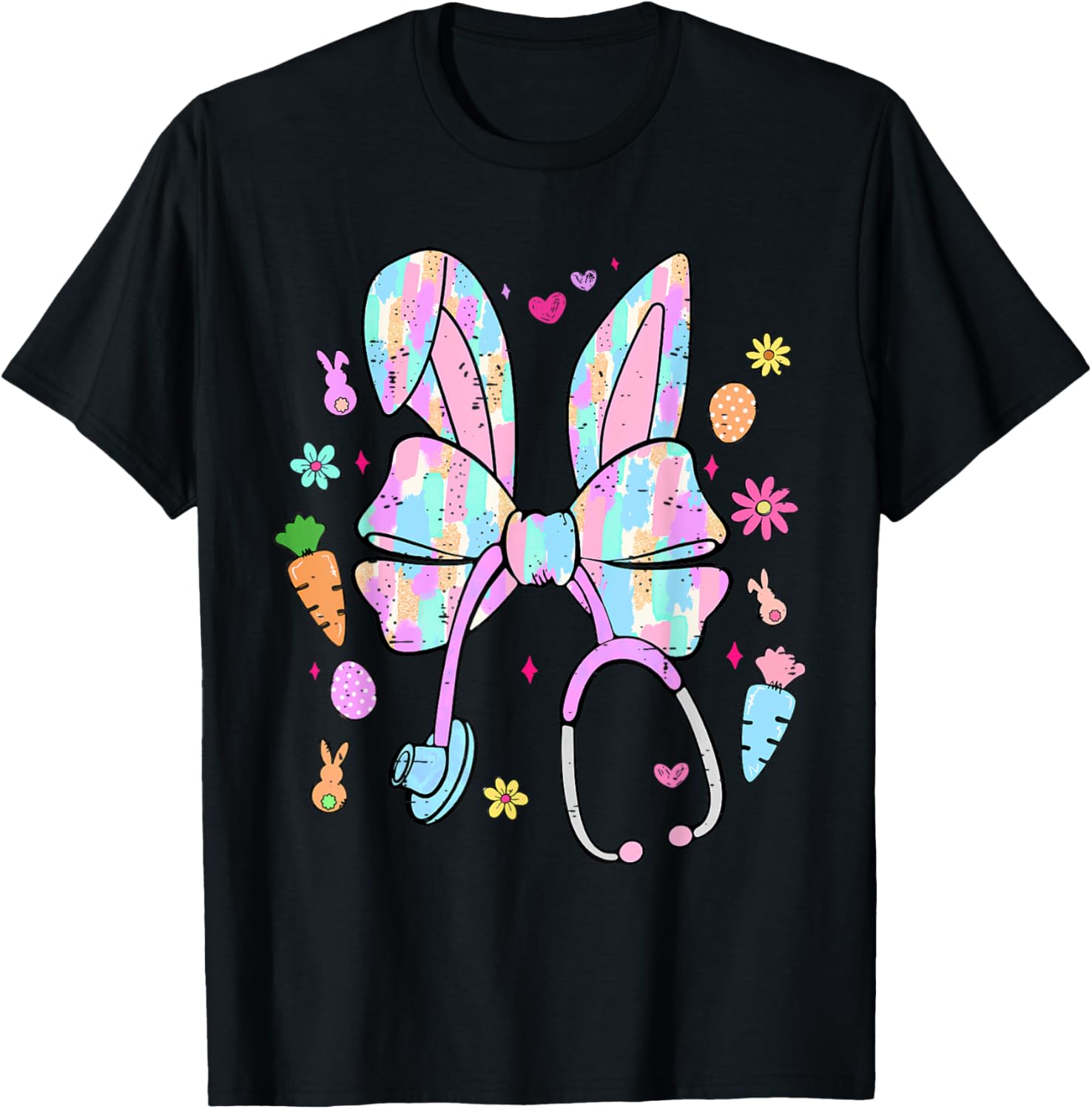 Funny Nurse Easter Day Coquette Bow Stethoscope Bunny Easter T-Shirt