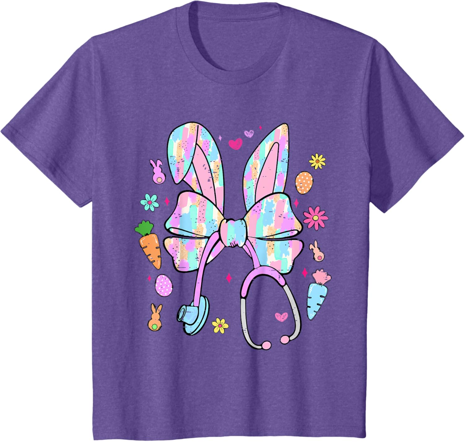 Funny Nurse Easter Day Coquette Bow Stethoscope Bunny Easter T-Shirt