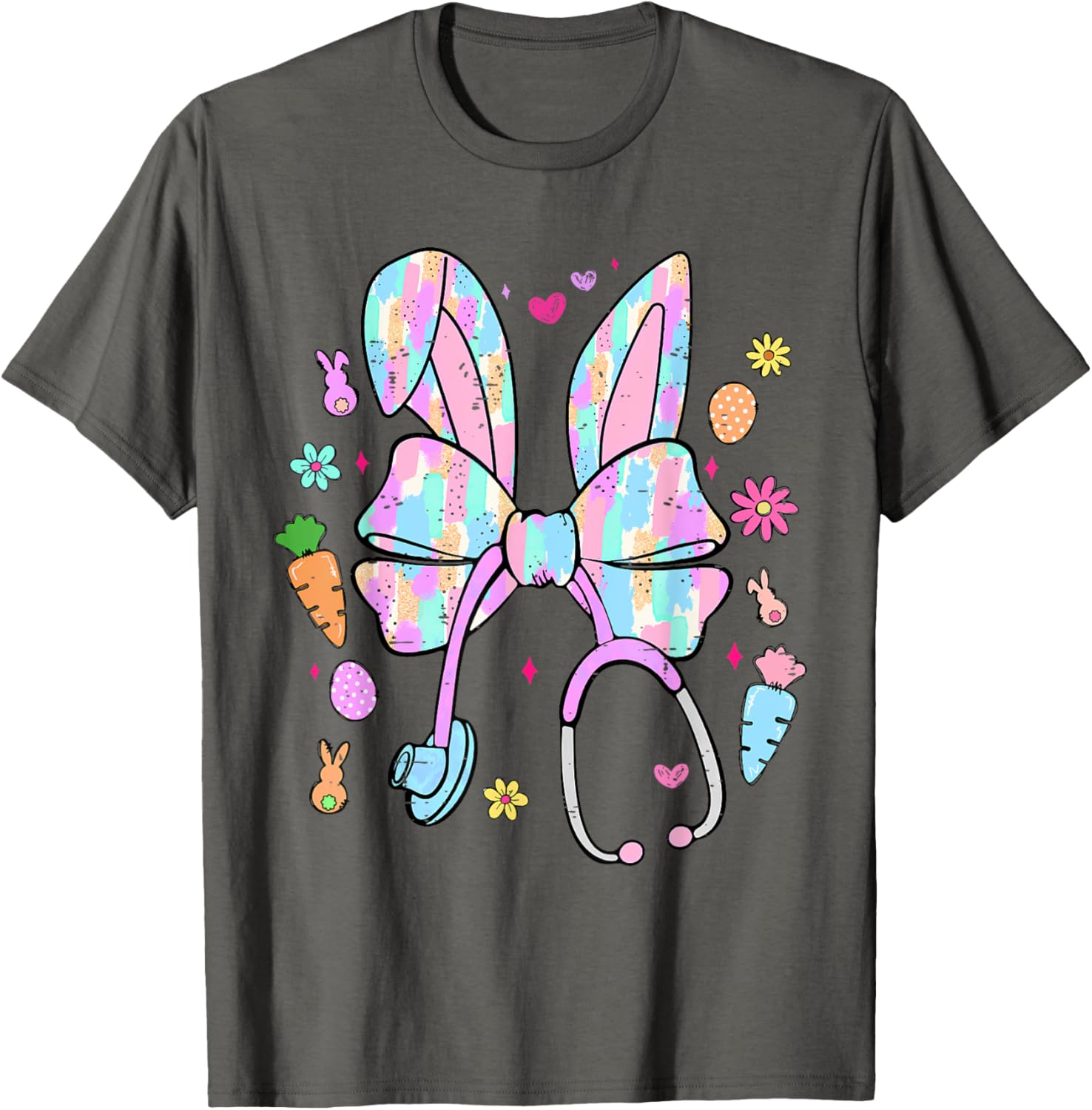 Funny Nurse Easter Day Coquette Bow Stethoscope Bunny Easter T-Shirt