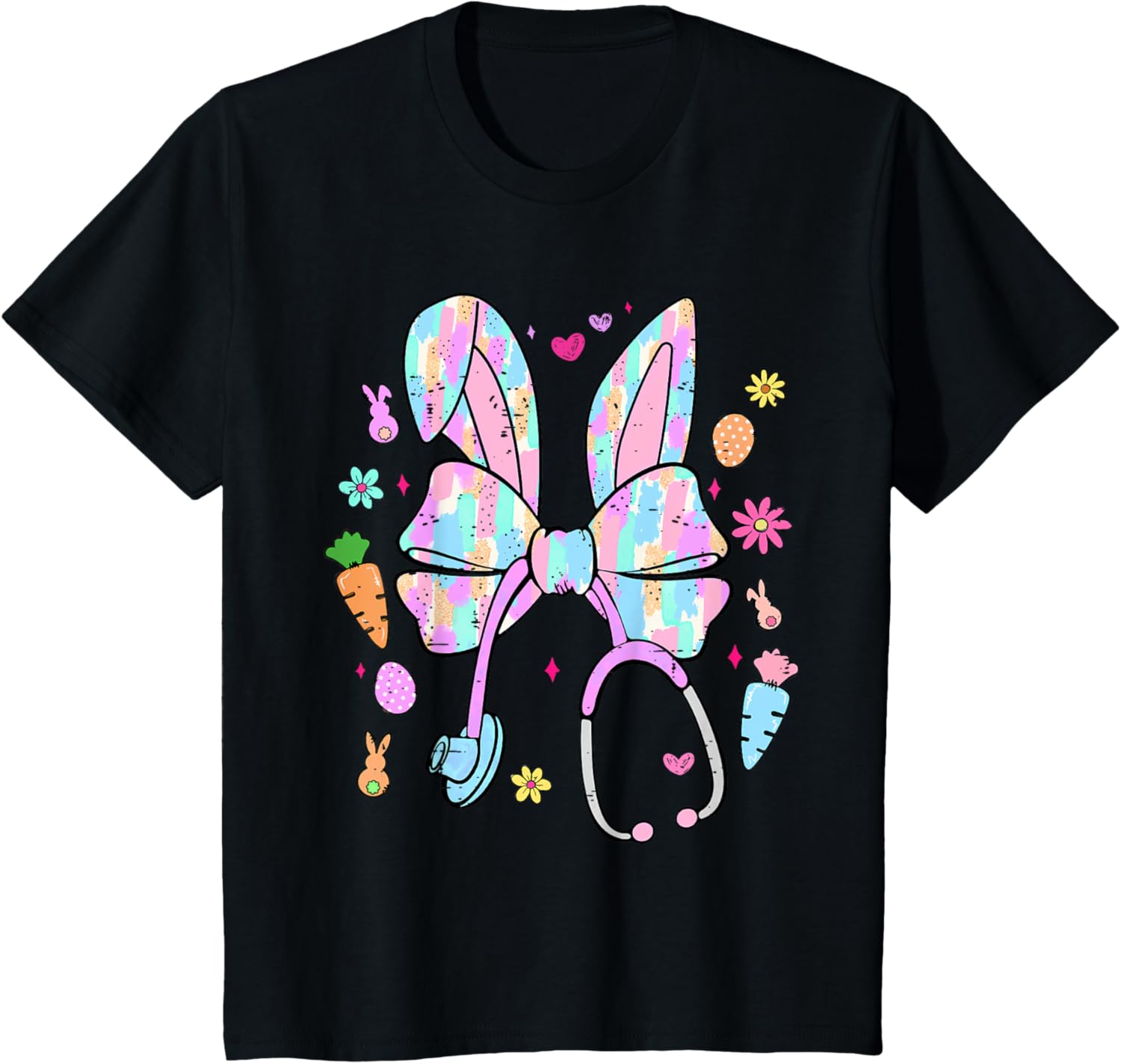 Funny Nurse Easter Day Coquette Bow Stethoscope Bunny Easter T-Shirt