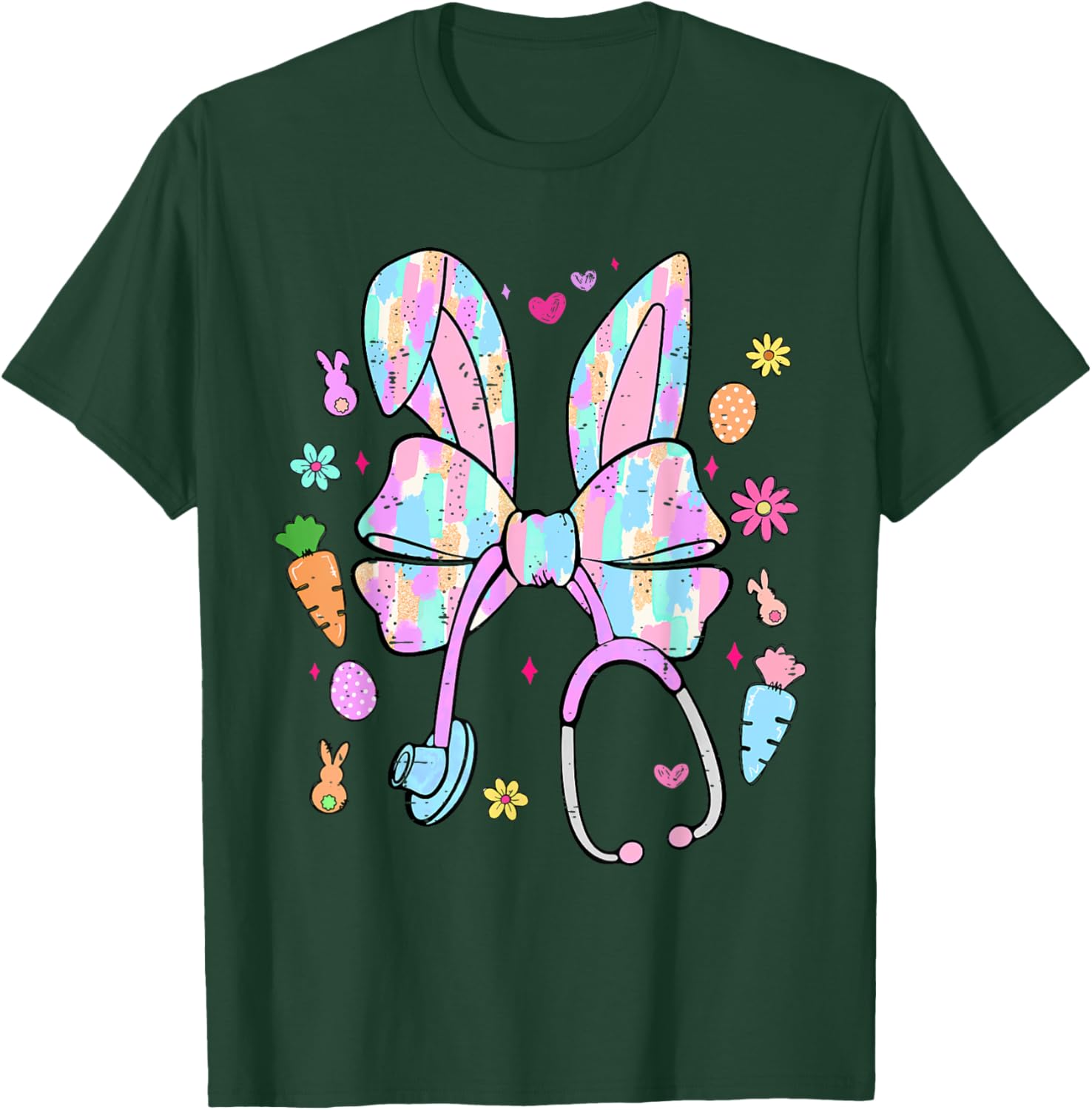 Funny Nurse Easter Day Coquette Bow Stethoscope Bunny Easter T-Shirt