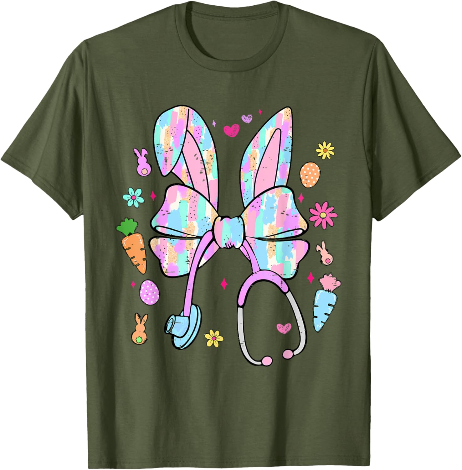 Funny Nurse Easter Day Coquette Bow Stethoscope Bunny Easter T-Shirt