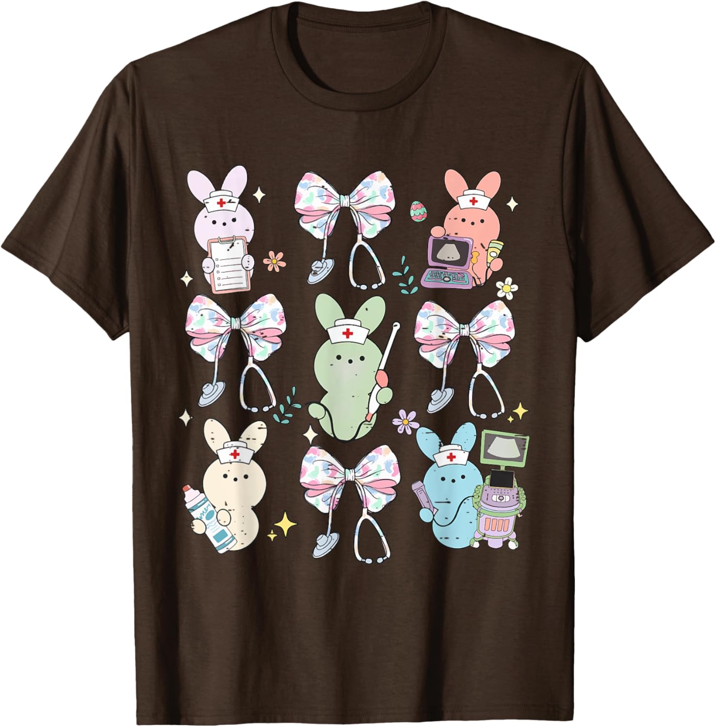 Funny Nurse Squad Cute Coquette Bow Bunny Nurse Easter Day T-Shirt