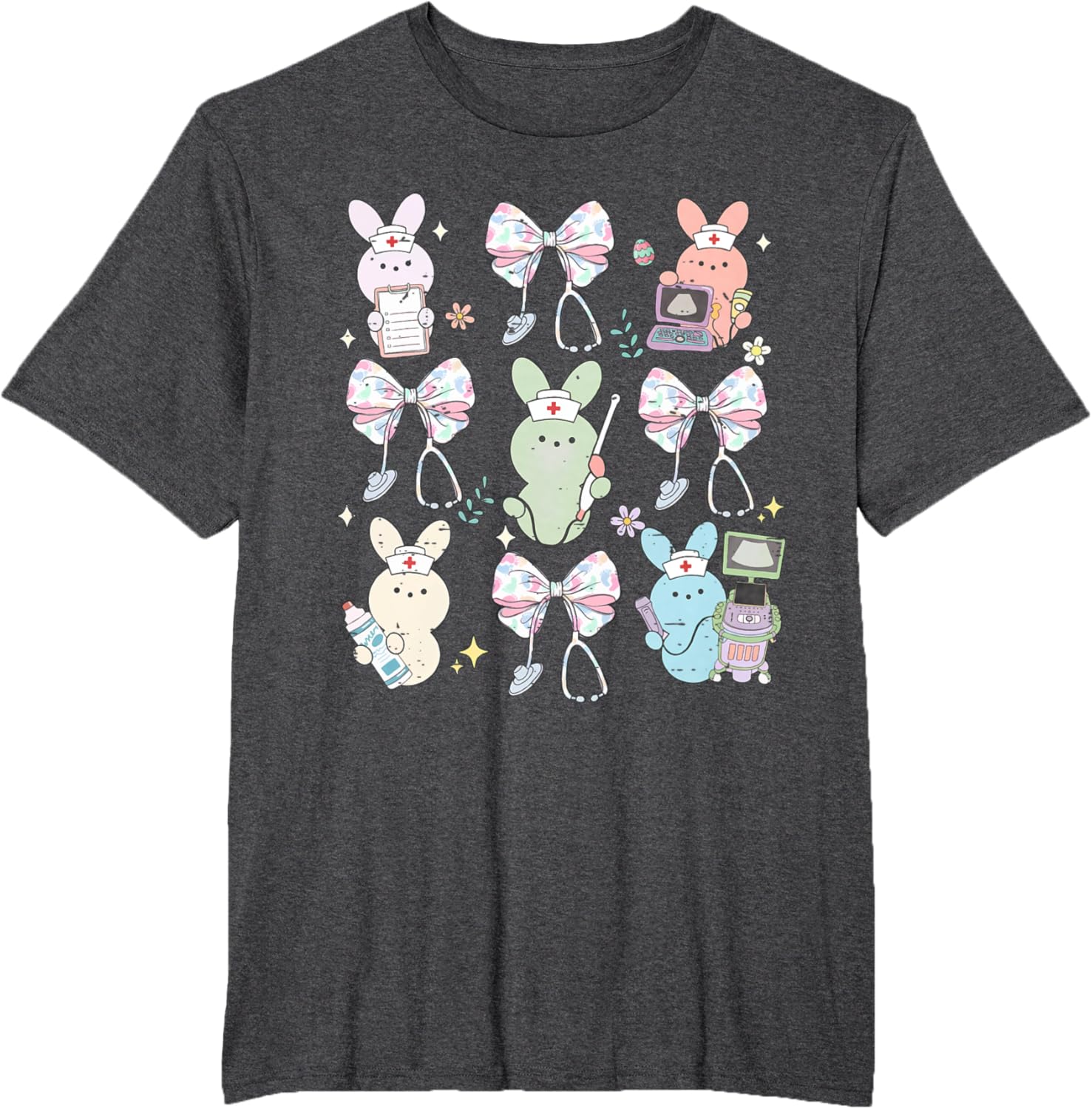 Funny Nurse Squad Cute Coquette Bow Bunny Nurse Easter Day T-Shirt