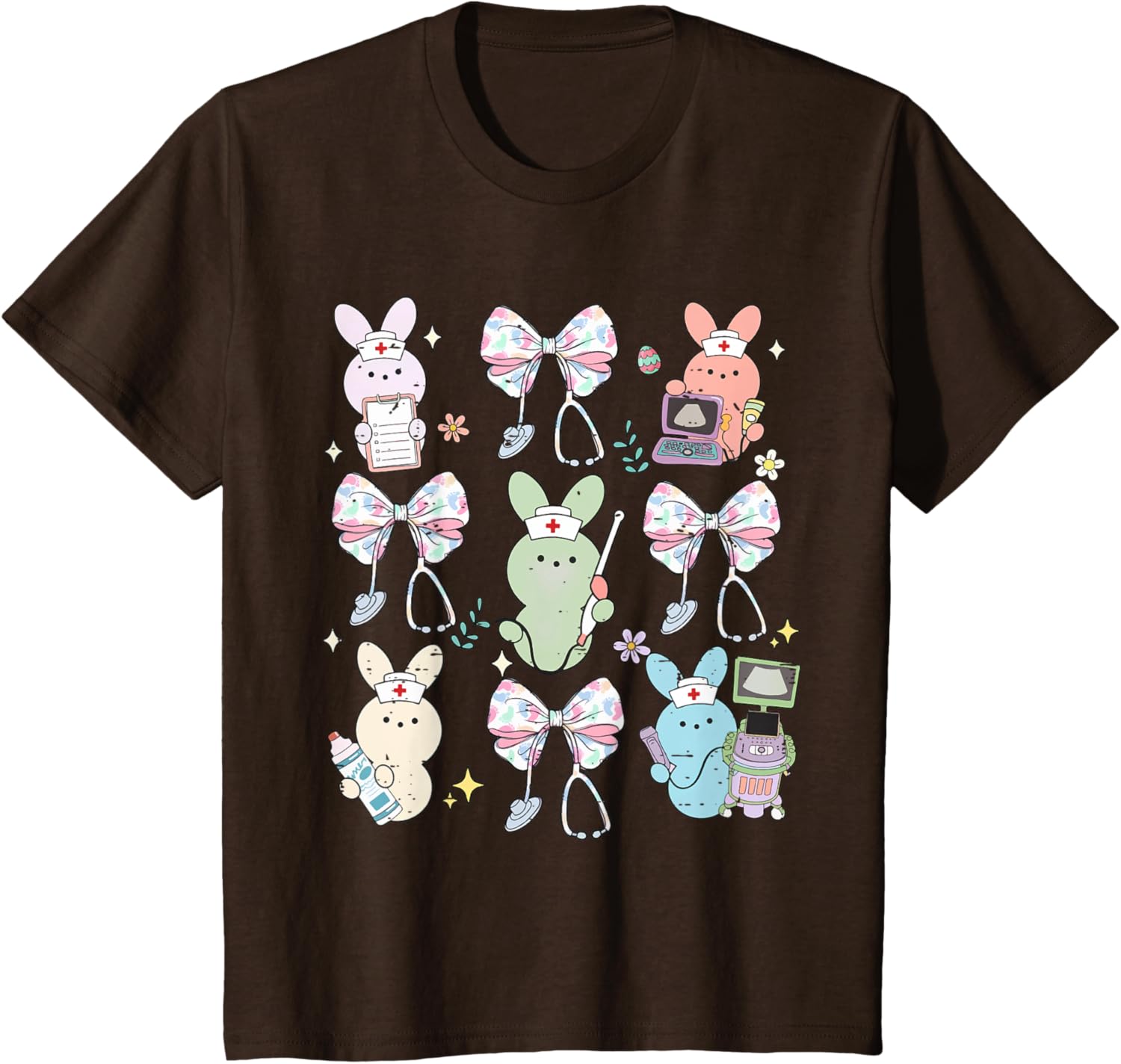 Funny Nurse Squad Cute Coquette Bow Bunny Nurse Easter Day T-Shirt